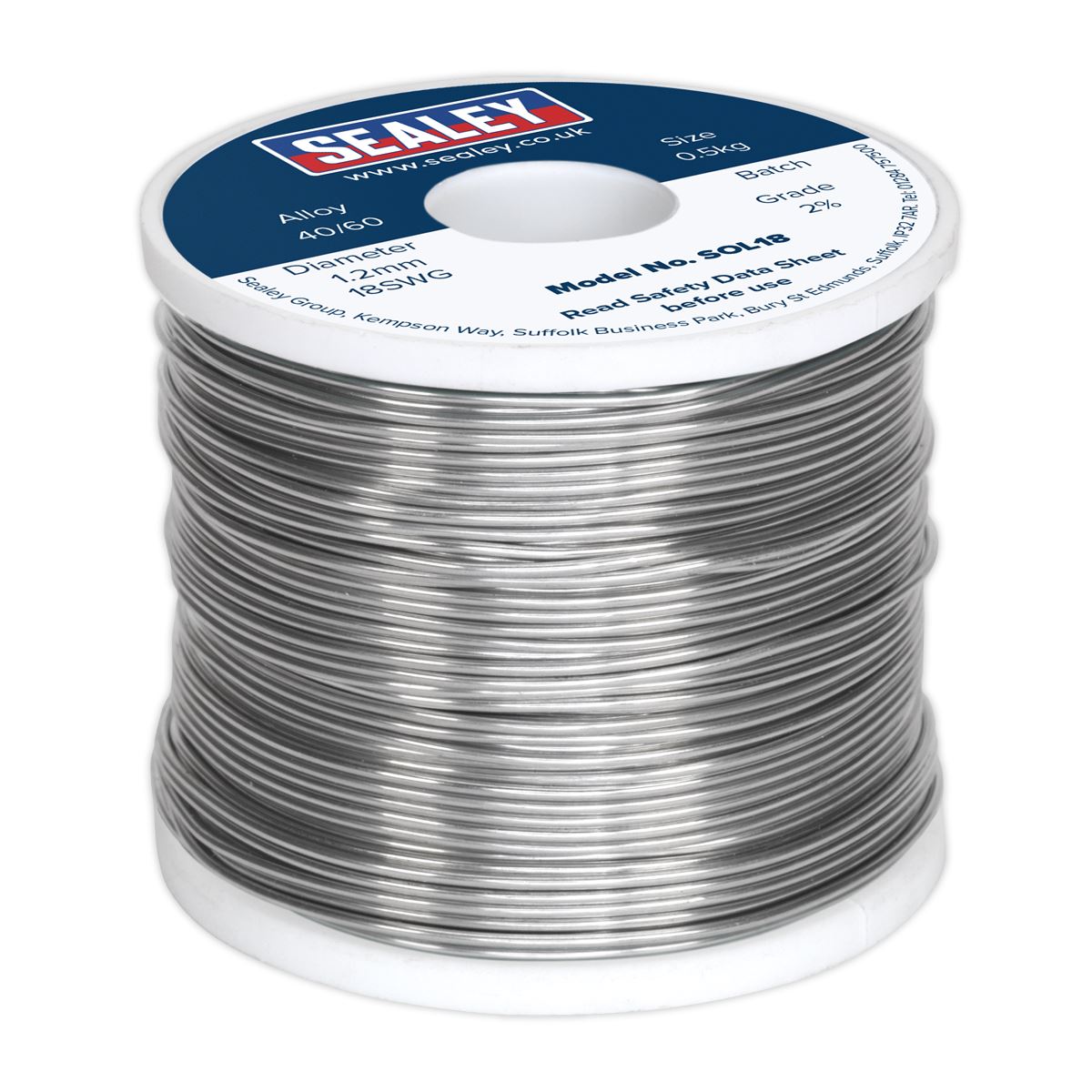Sealey 500g Quick Flow Solder Wire 2% 40/60 Tin/Lead