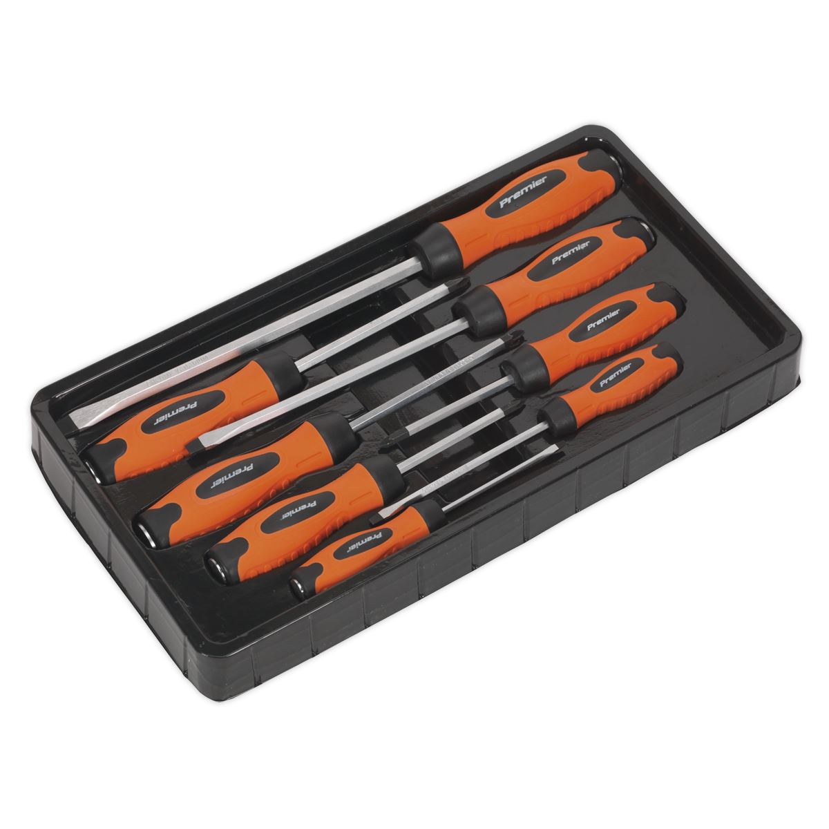 Sealey Premier Screwdriver Set 8pc Hammer-Thru Hi-Vis Orange