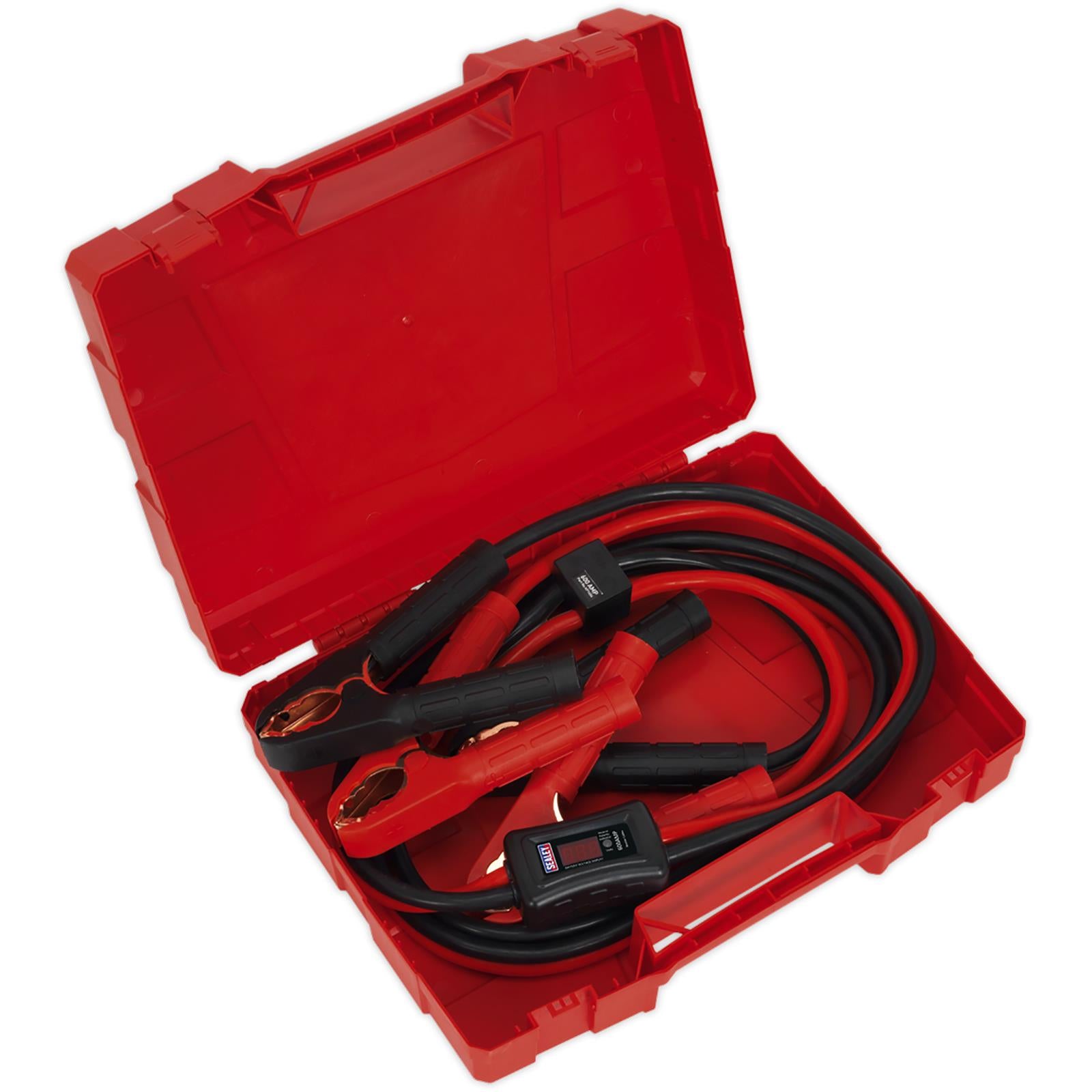 Sealey 25mm x 3.5m Booster Cables CCA 600A with Electronics Protection Case LED
