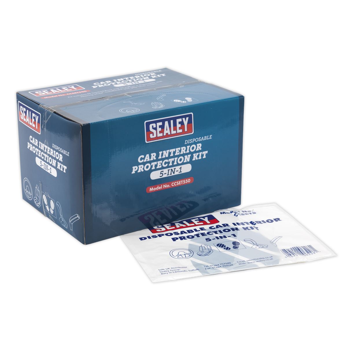 Sealey 5 in 1 Disposable Car Interior Protection Kit - Box of 50 Sets Seat Cover