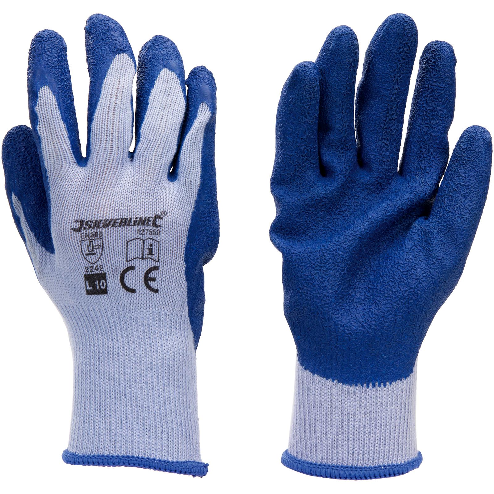 Silverline Latex Builders Glove Heavy Duty Work Safety Garden Construc