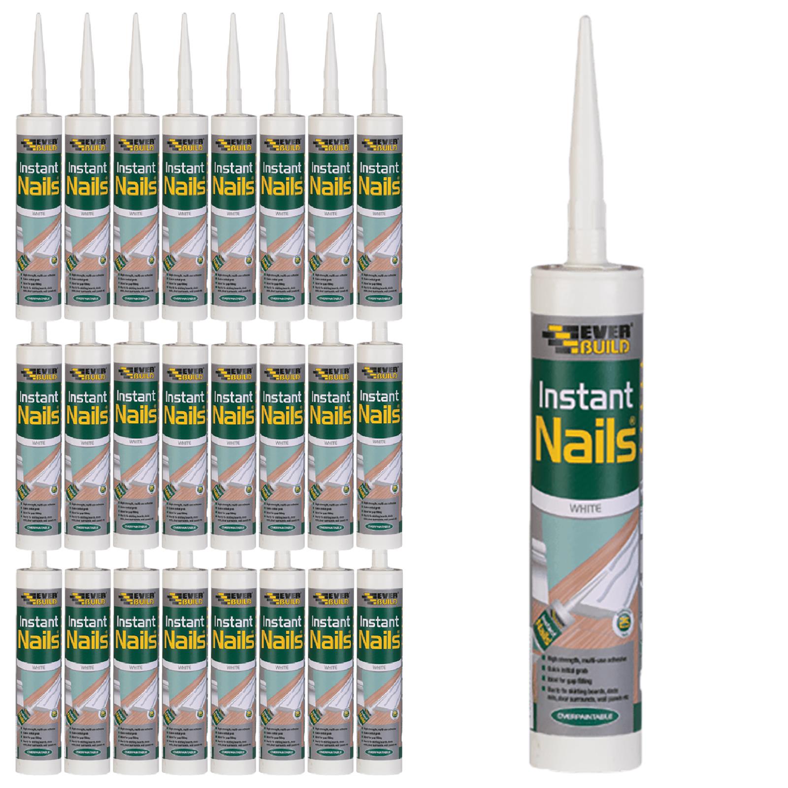 EverBuild Instant Nails White 290ml High Strength Solvent Free Gap Filling 25 Pack