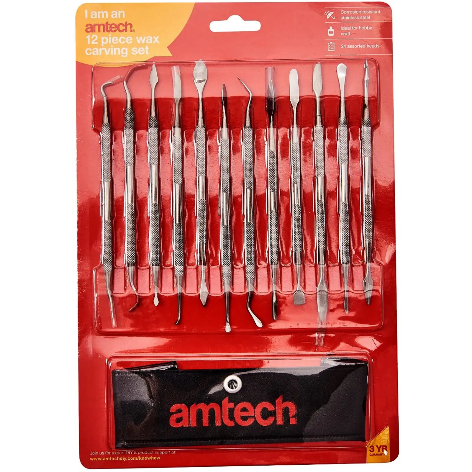 Amtech 12 Piece Stainless Steel Wax Carving Set 
