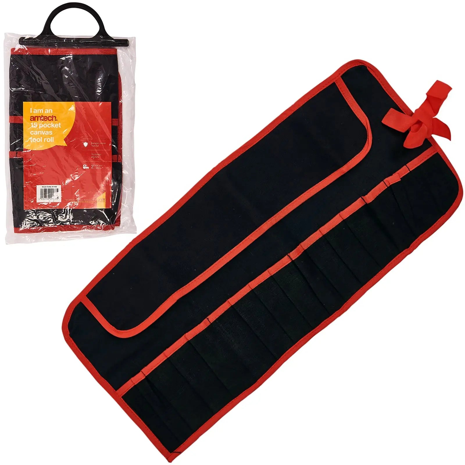 Amtech 15 Pocket Canvas Tool Storage Roll White Rose Tools