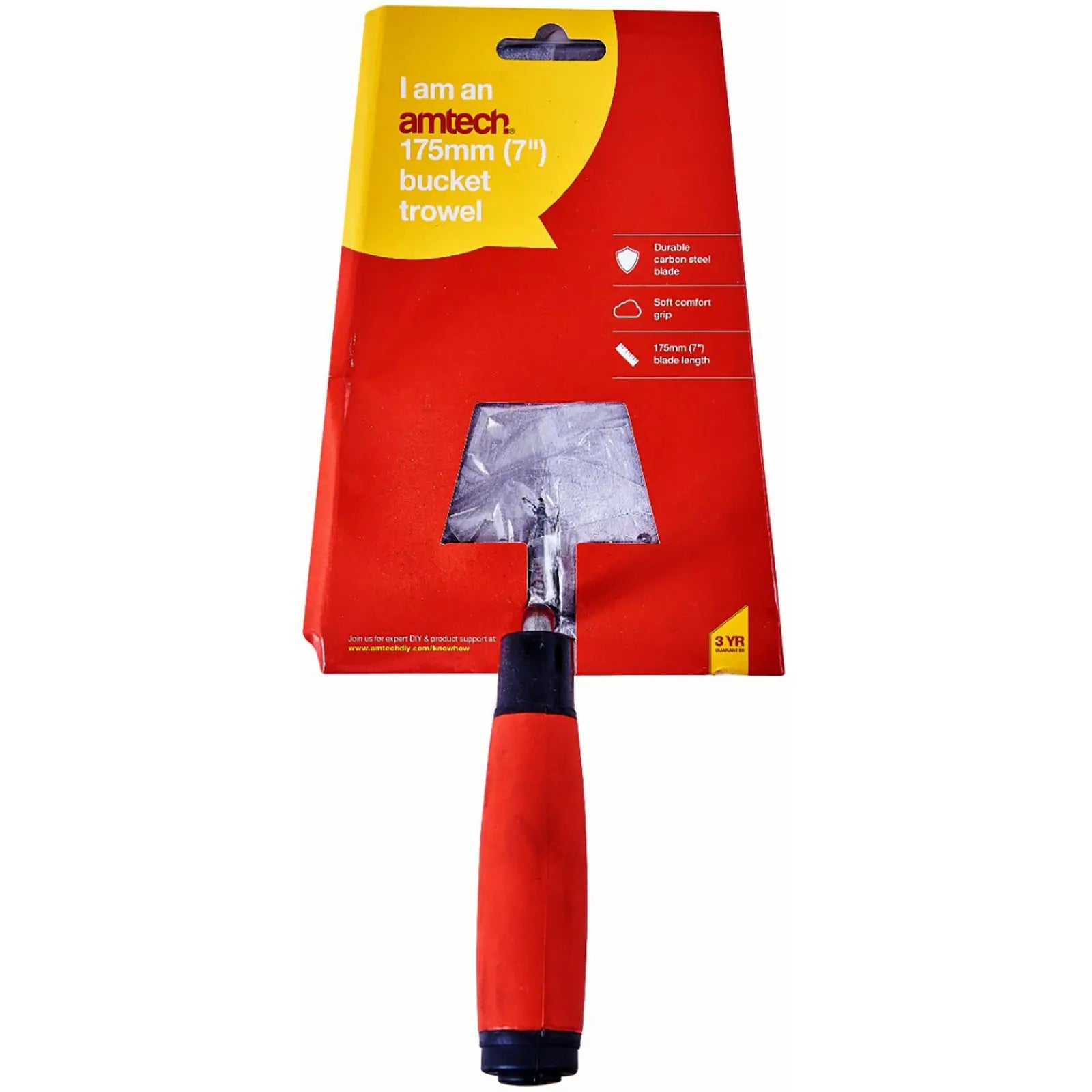 Amtech 175mm (7") Bucket Trowel with Soft Grip Handle 