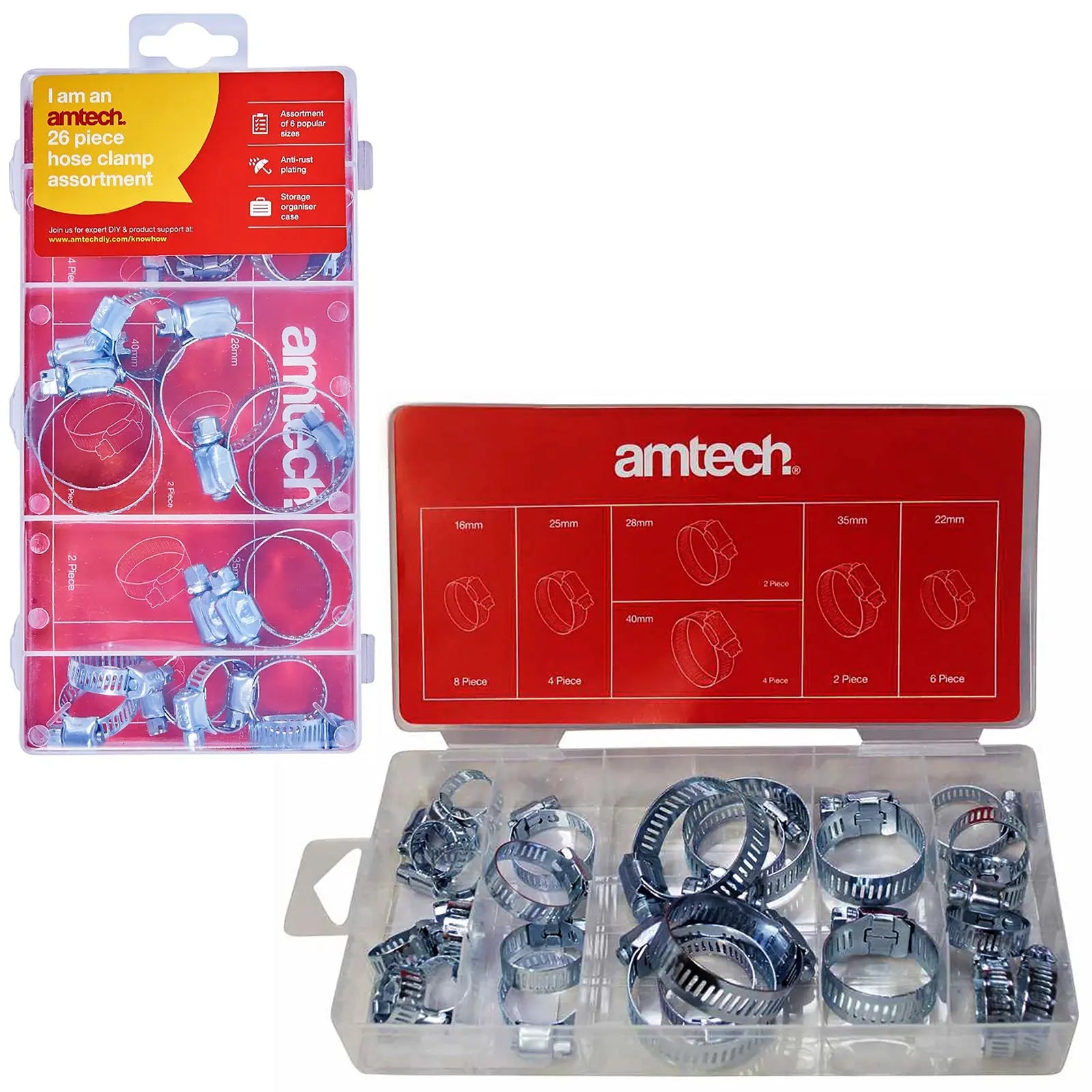 Amtech 26 Piece Hose Clamp Assortment 16-40mm 
