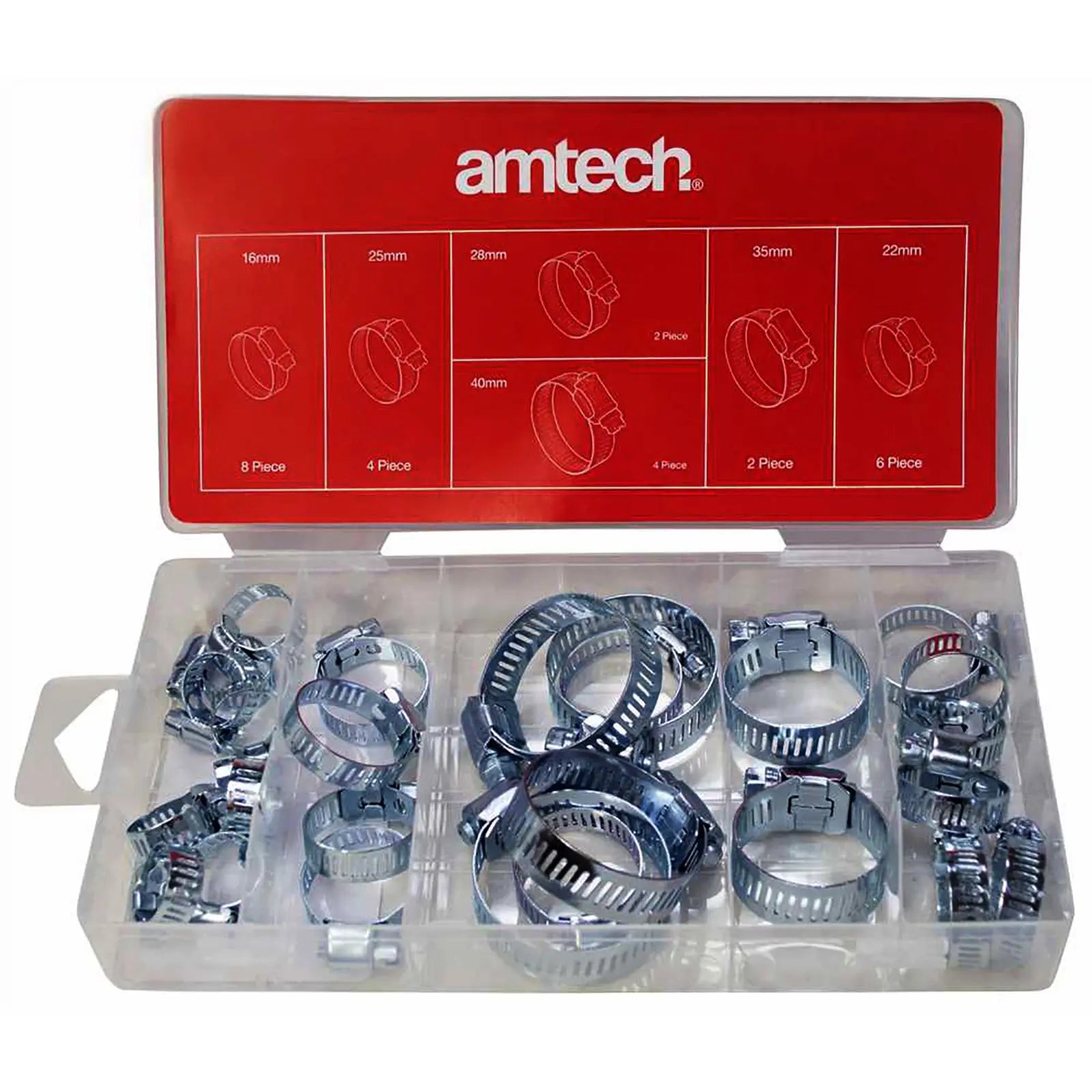 Amtech 26 Piece Hose Clamp Assortment 16-40mm 