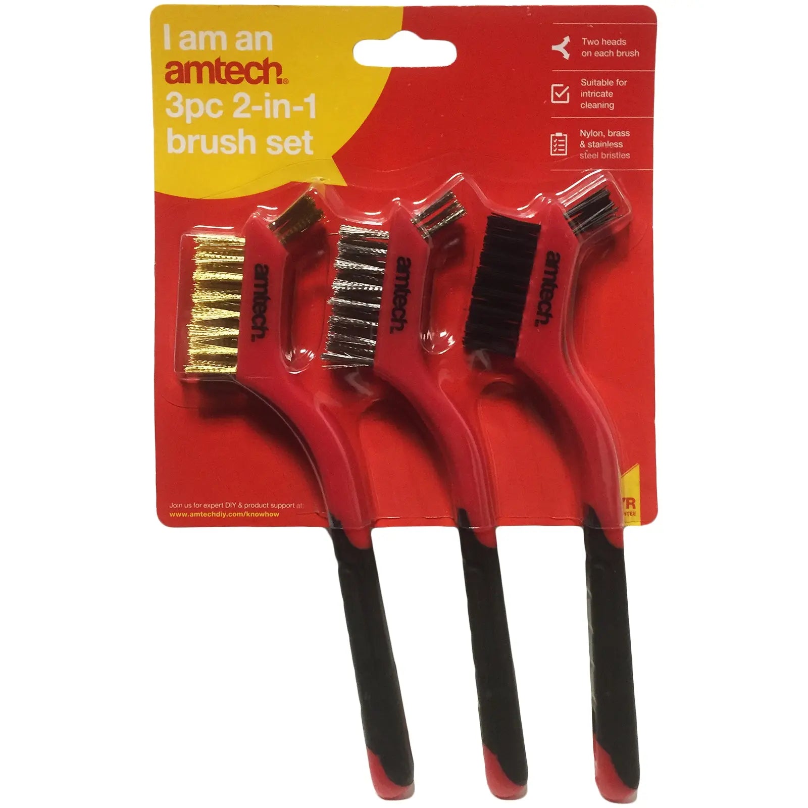 Amtech 3 Piece 2 in 1 Mini Wire Brush Set 