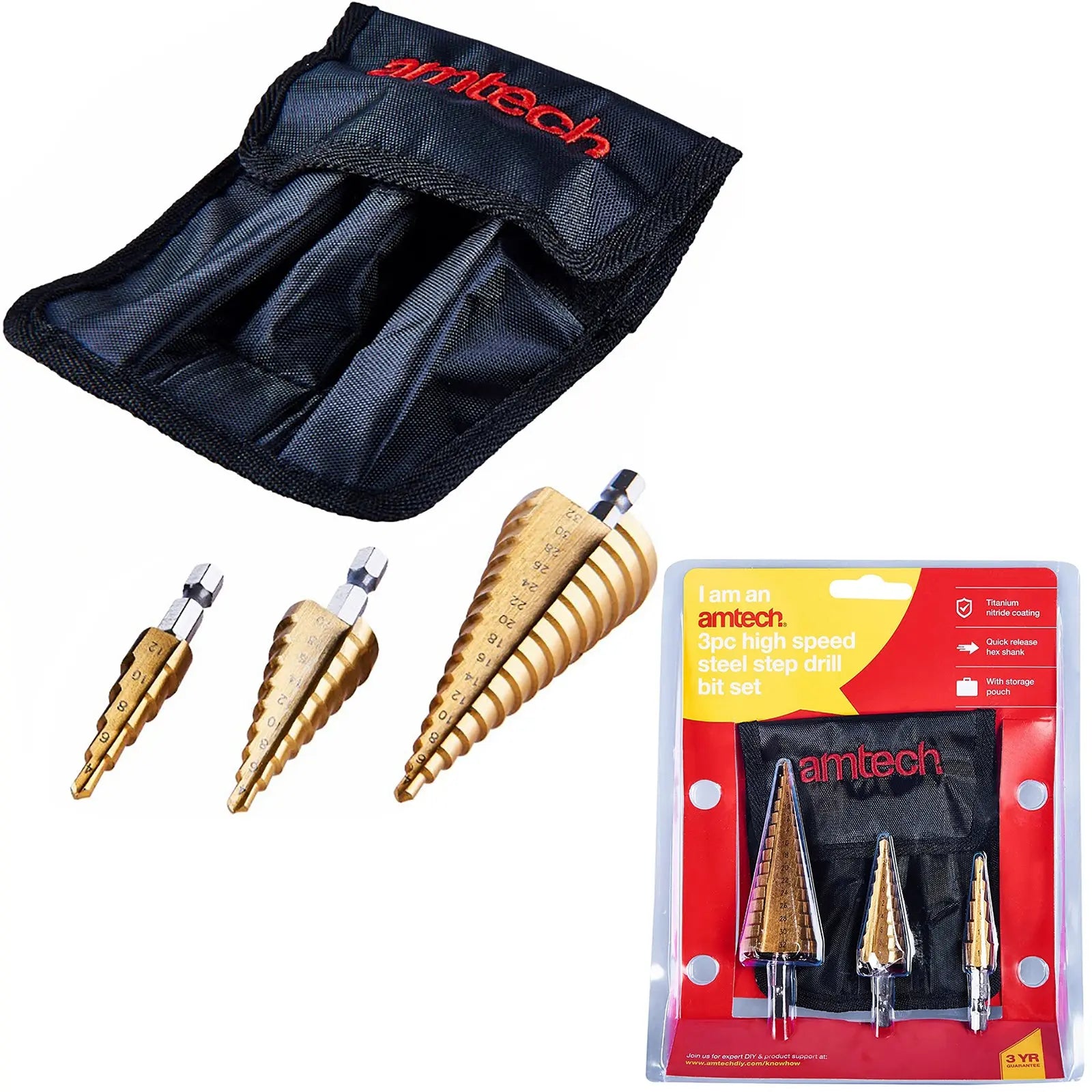 Amtech 3 Piece Metric HSS Step Drill Set 