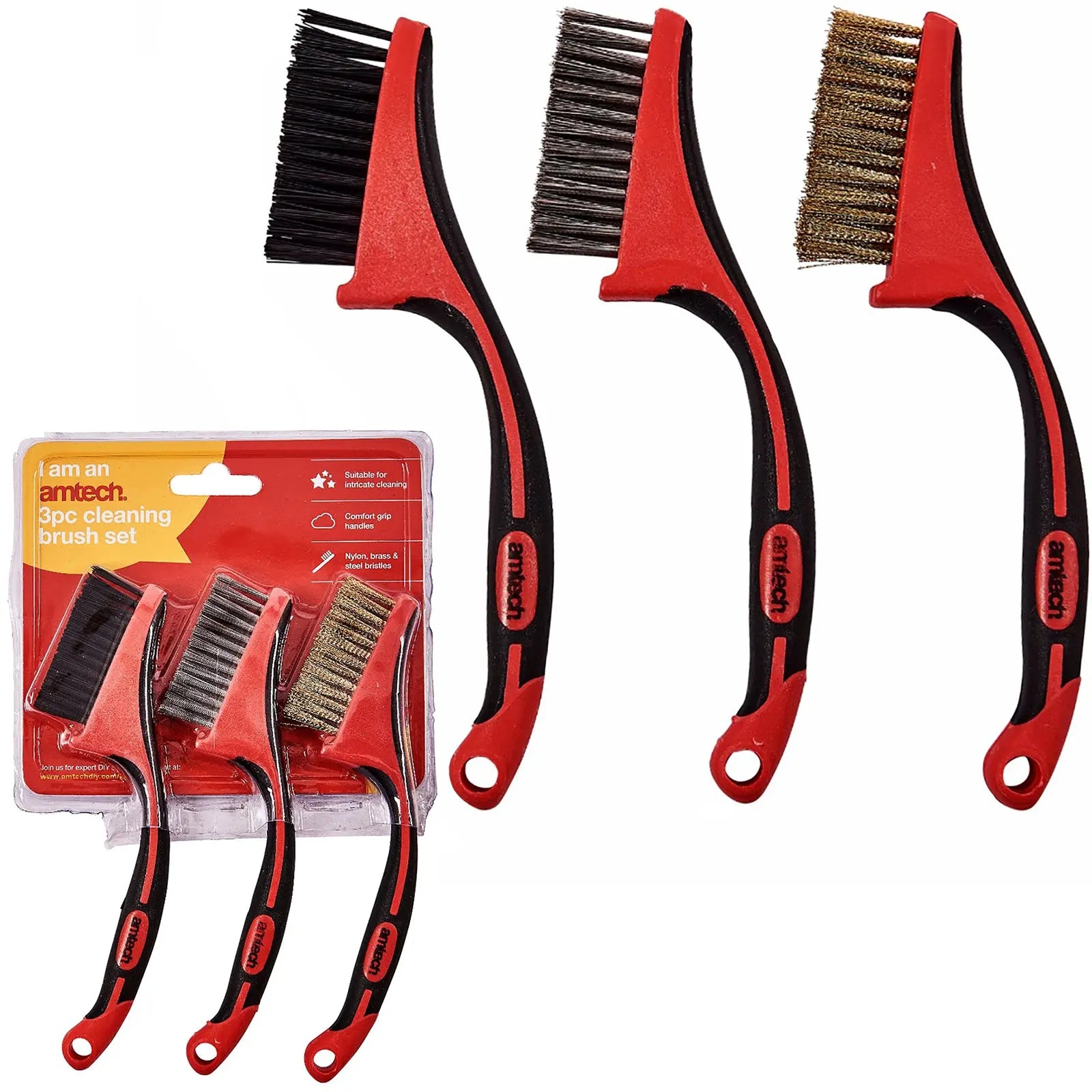 Amtech 3 Piece Mini Wire Brush Set 