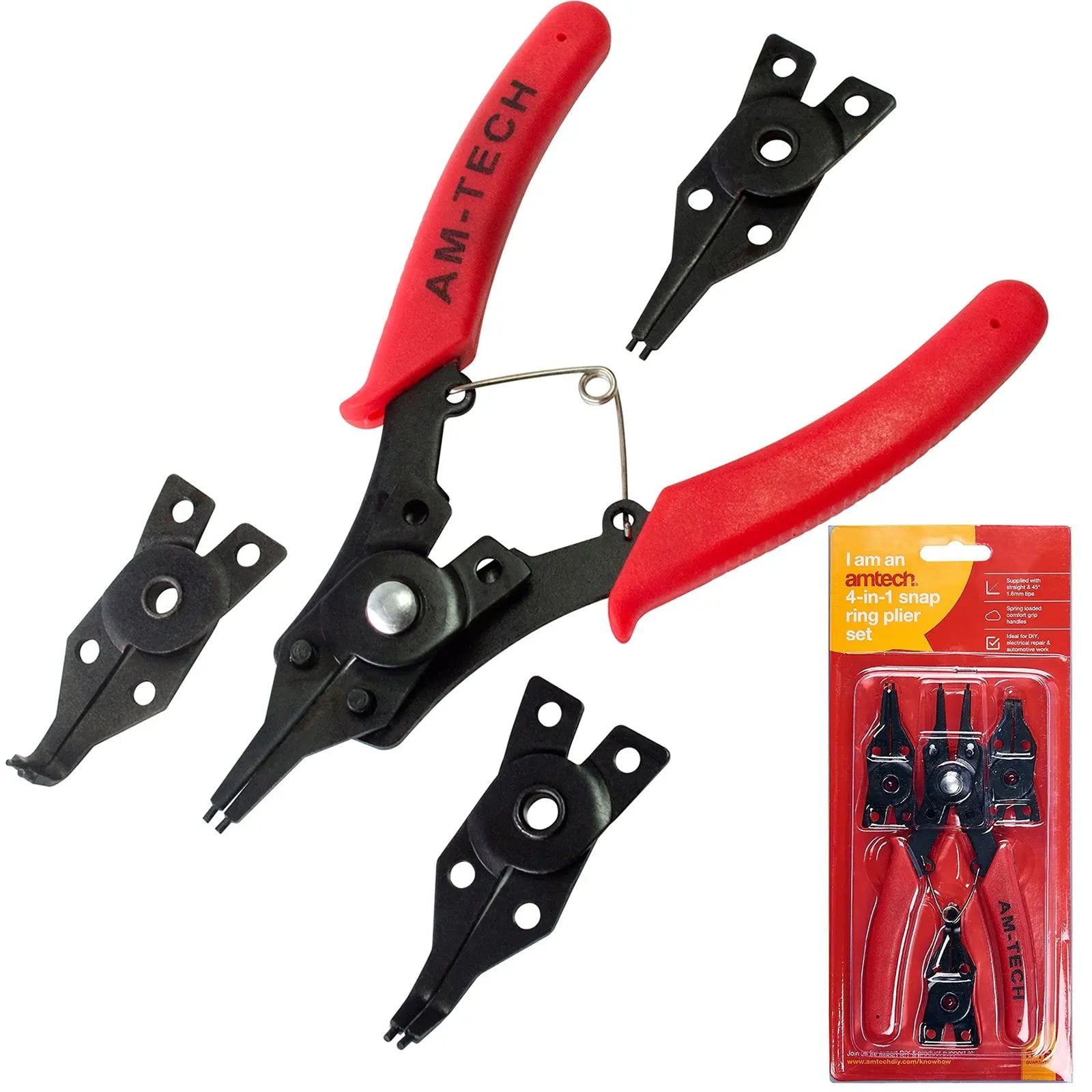 Amtech 4 in 1 Circlip Plier Set Snap Ring 