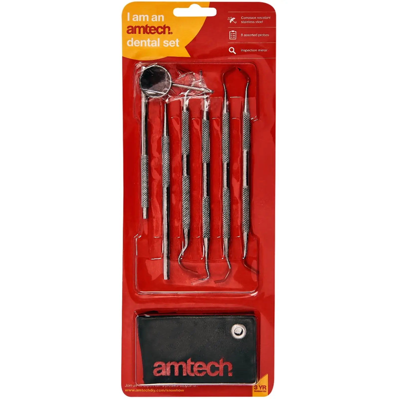 Amtech 6 Piece Stainless Steel Dental Probe Set 