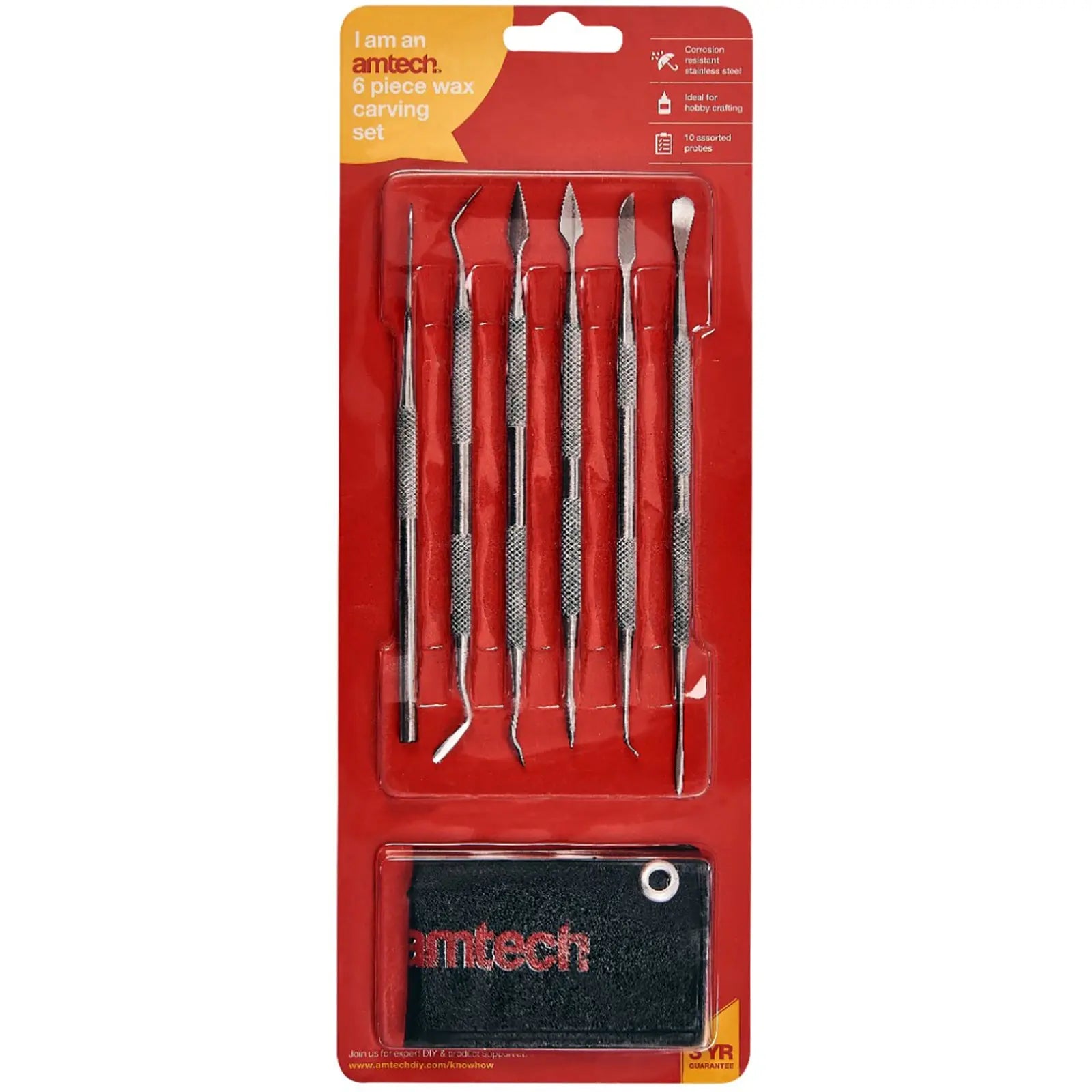 Amtech 6 Piece Stainless Steel Wax Carving Set 