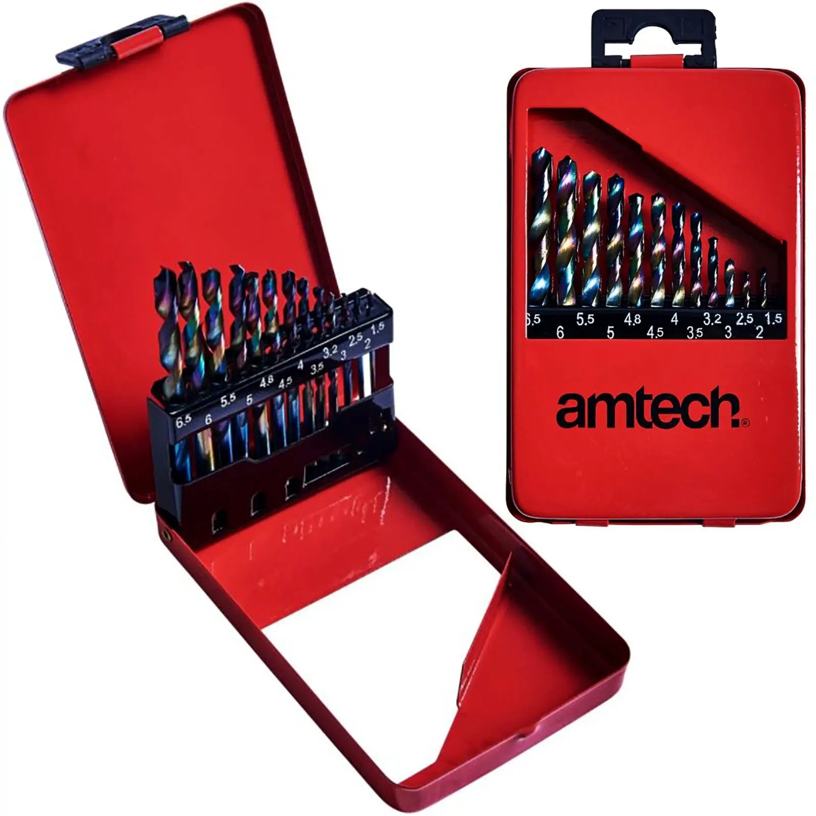 Amtech HSS Titanium Nitride Coated Drill Bit Set 1.5-6.5mm Metal Wood 13pc 