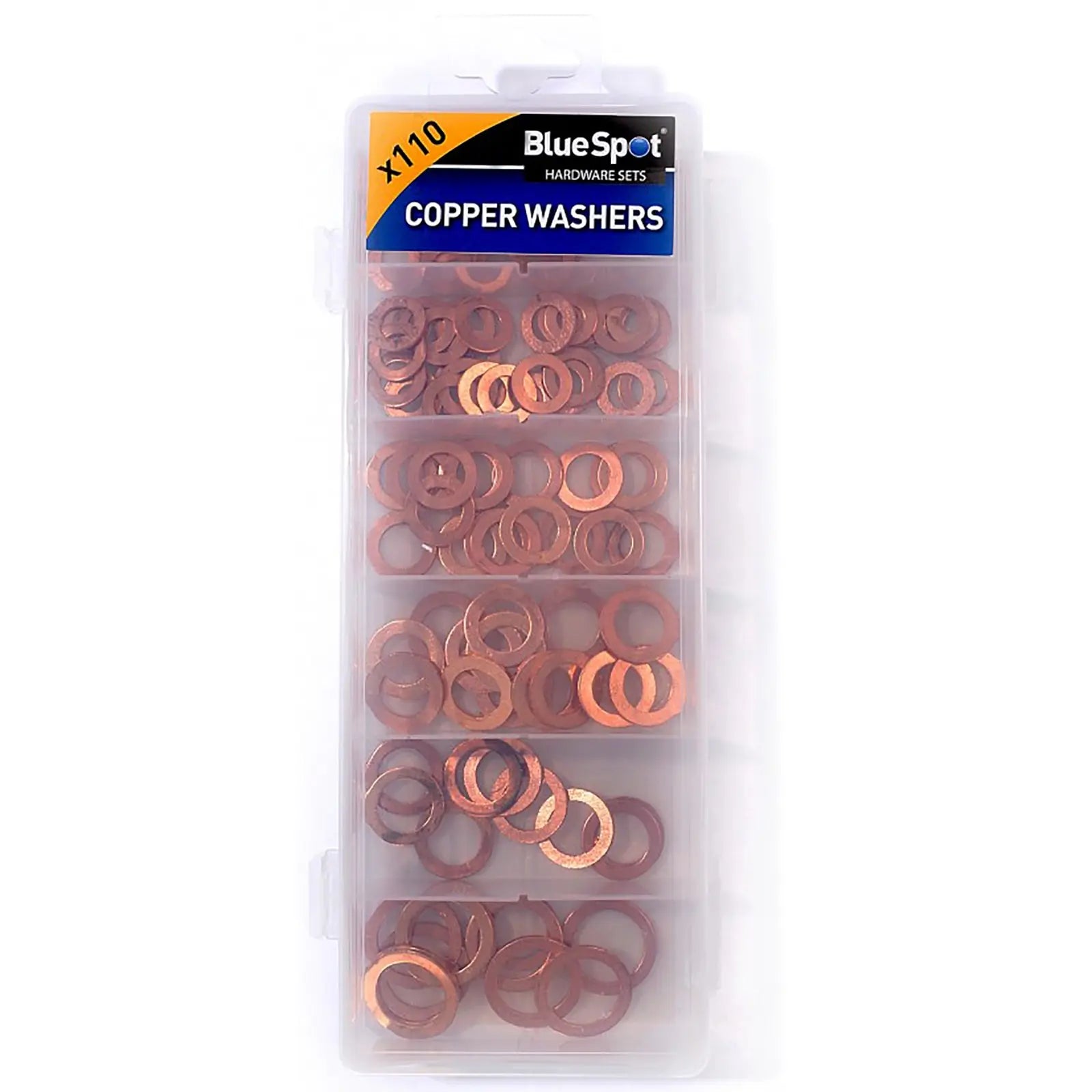 BlueSpot 110 Piece Copper Washer Assortment Drain Plug Seal 6-16mm In Storage Case 