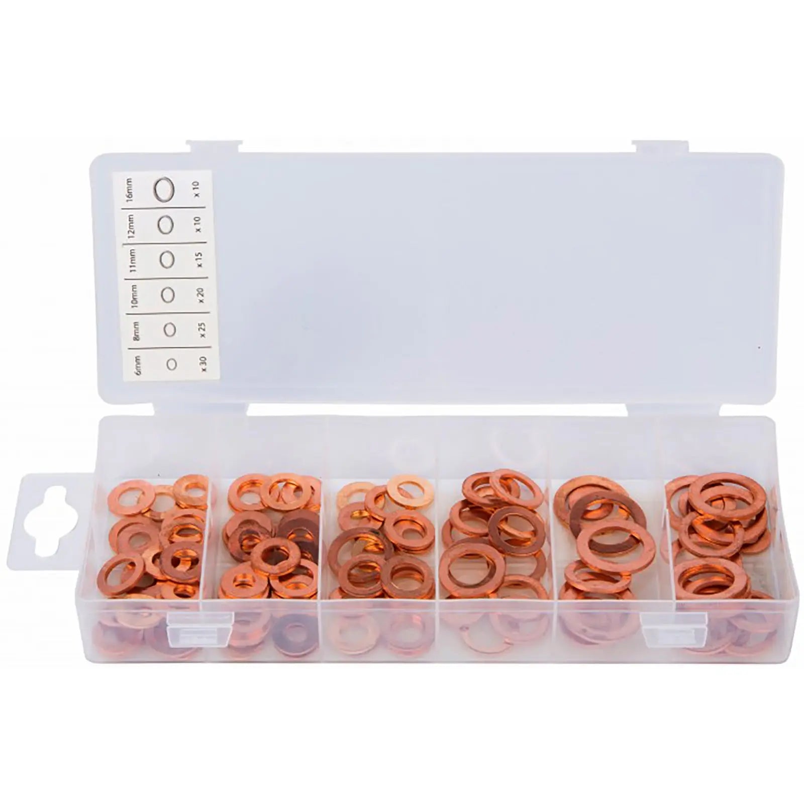 BlueSpot 110 Piece Copper Washer Assortment Drain Plug Seal 6-16mm In Storage Case 