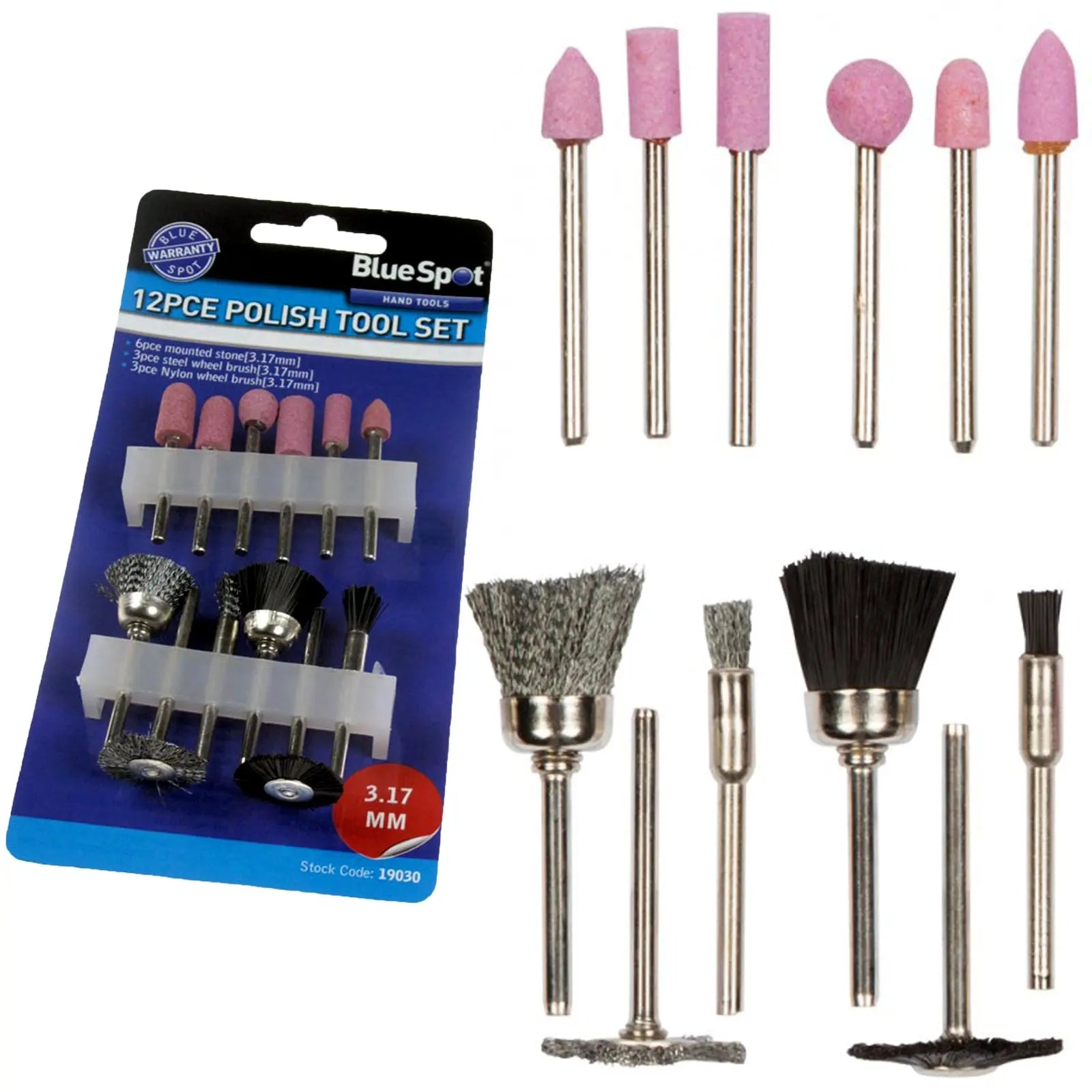 BlueSpot 12 Piece Polishing Rotary Tool Accessory Kit 