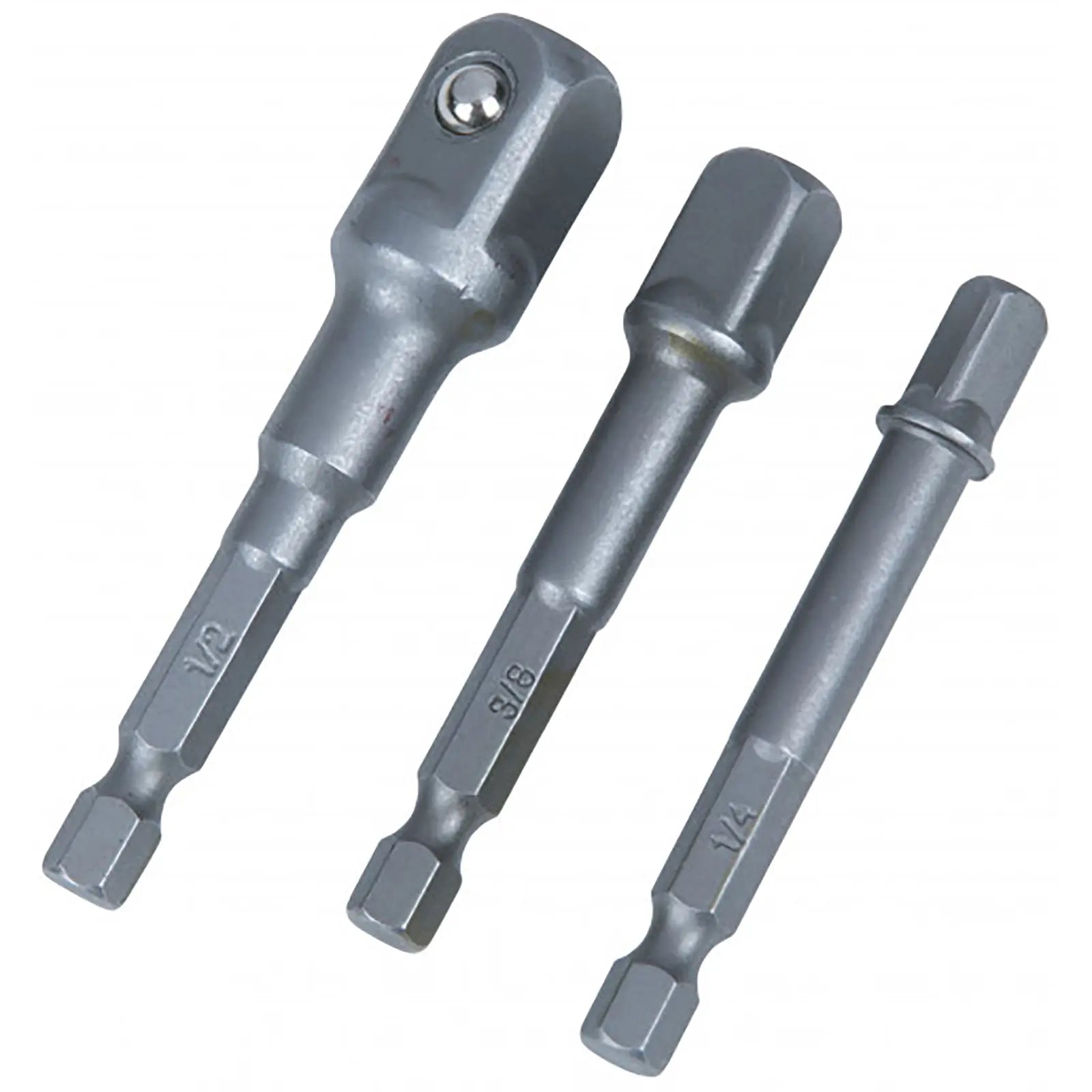 BlueSpot 3 Piece 1/4" Hex Socket Adaptor Set 1/4" 3/8" 1/2" Drive 