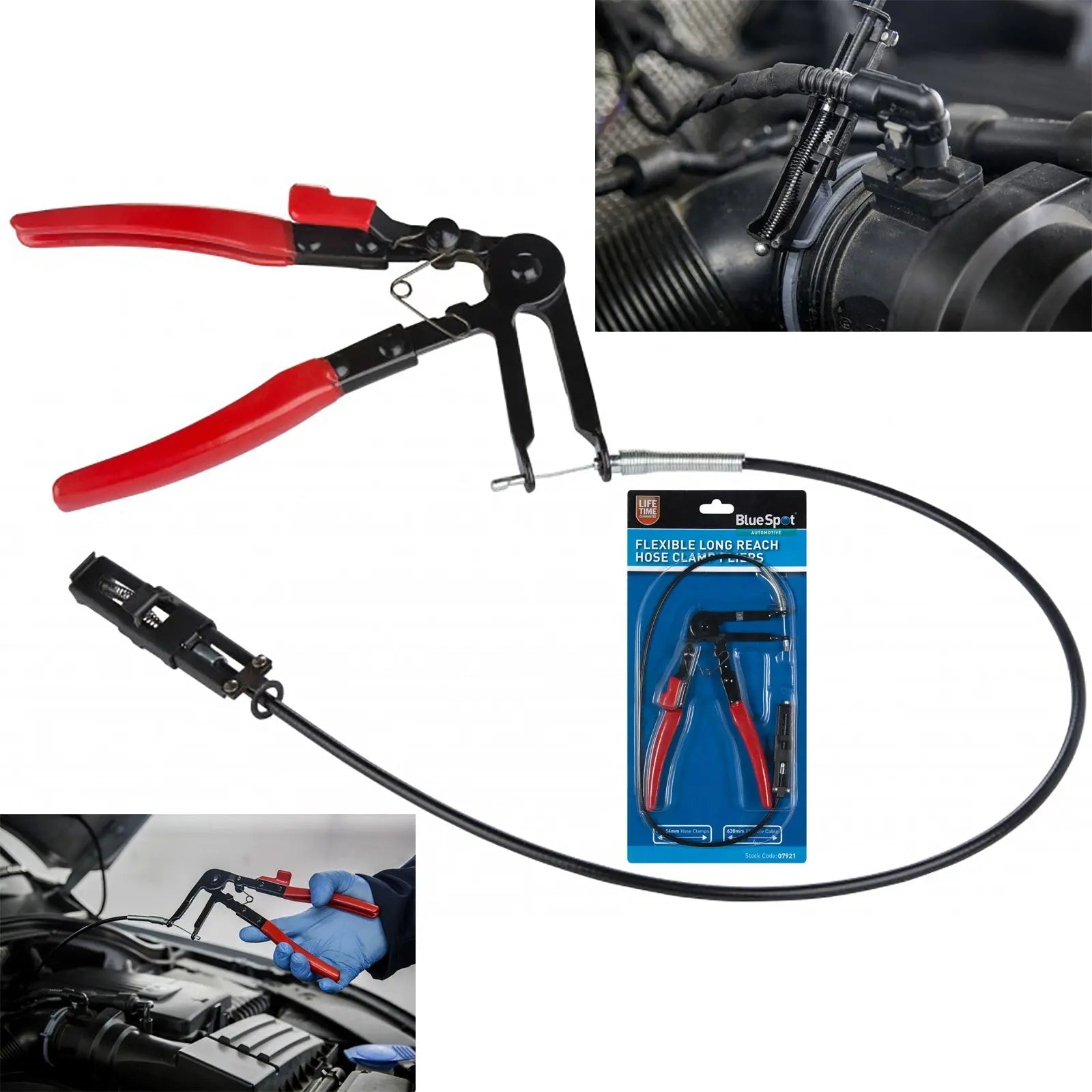 BlueSpot Flexible Long Reach Hose Clamp Pliers 18-54mm 630mm Flexible Cable 