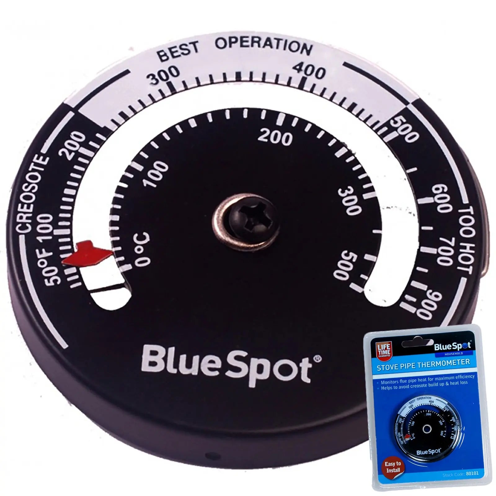 BlueSpot Magnetic Stove Pipe Thermometer for Wood Log Burner 
