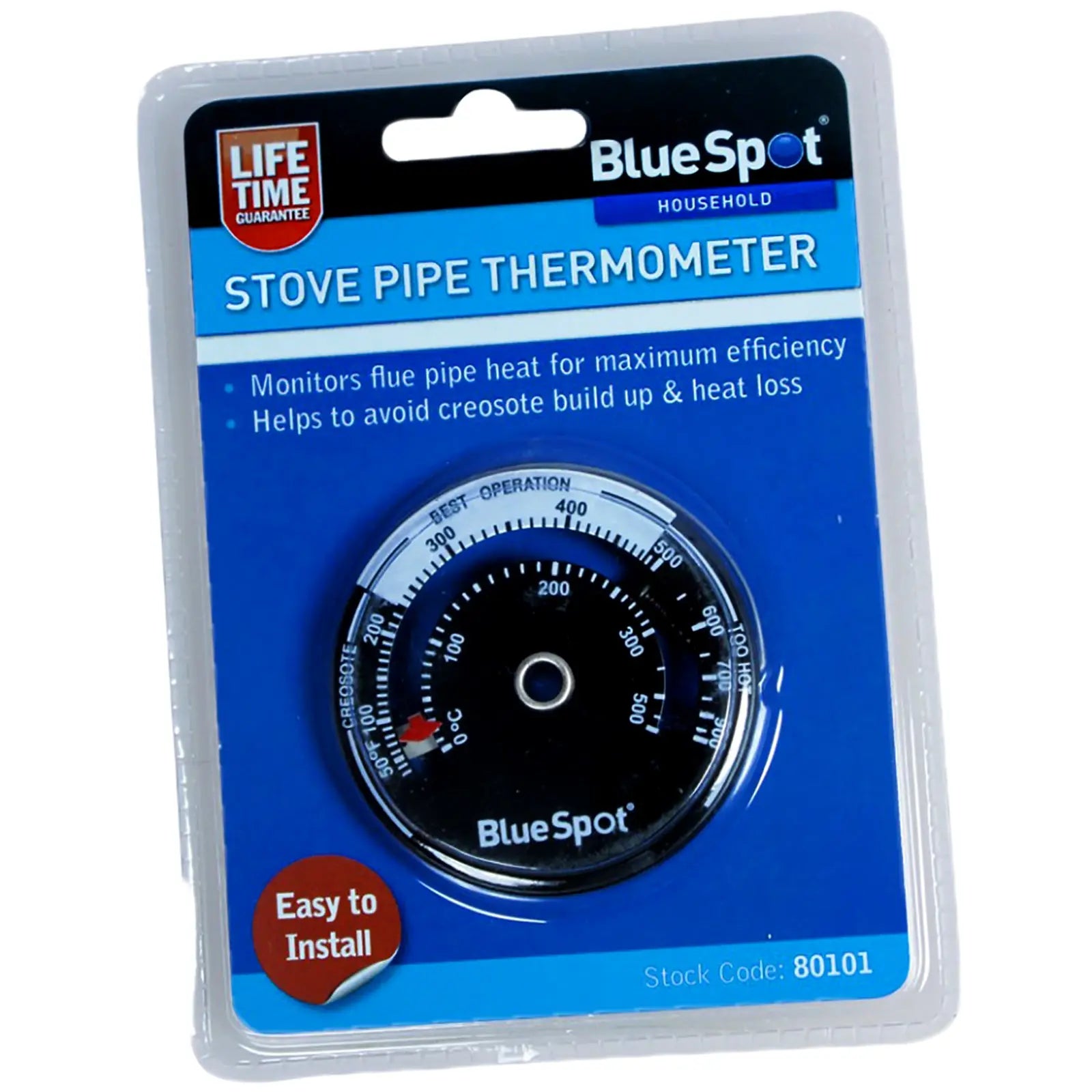 BlueSpot Magnetic Stove Pipe Thermometer for Wood Log Burner 