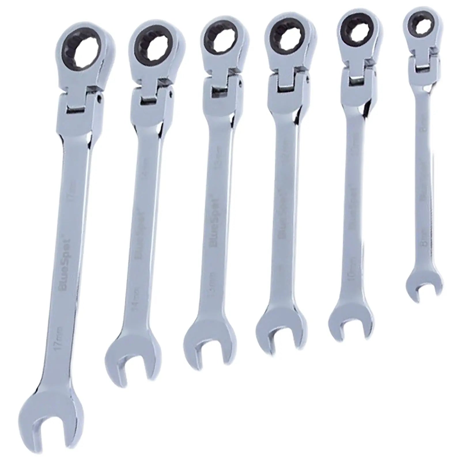BlueSpot Ratchet Spanner Set Flexible Head Combination 6 Piece 8-17mm 