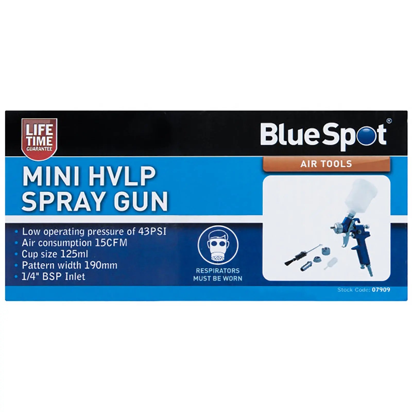 Bluespot 125ml Mini HVLP Gravity Feed Spray Gun 0.8mm Set Up 