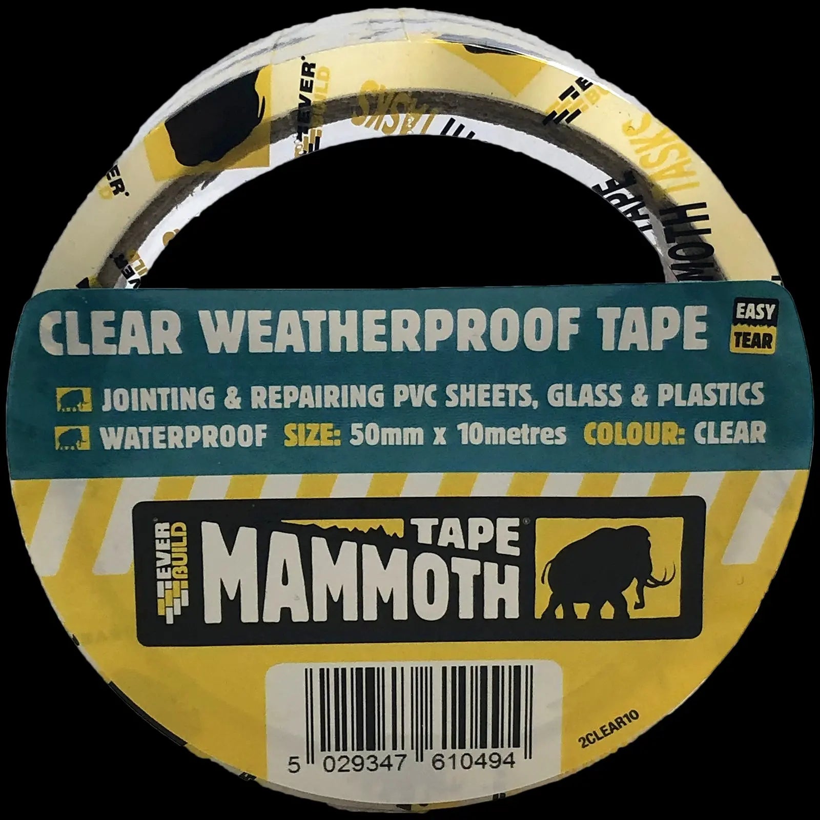 EverBuild Clear Weatherproof Tape Mammoth 50mm x 10m Easy Tear Waterproof 