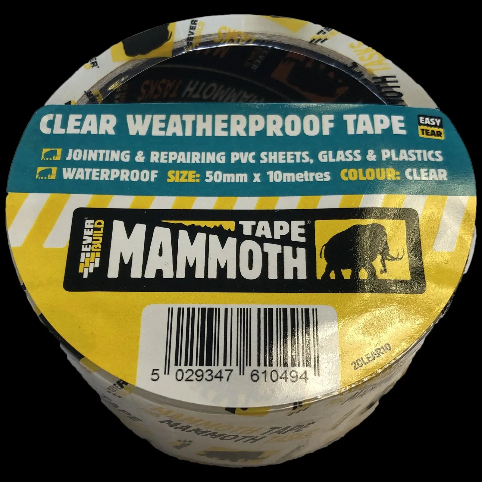 EverBuild Clear Weatherproof Tape Mammoth 50mm x 10m Easy Tear Waterproof 