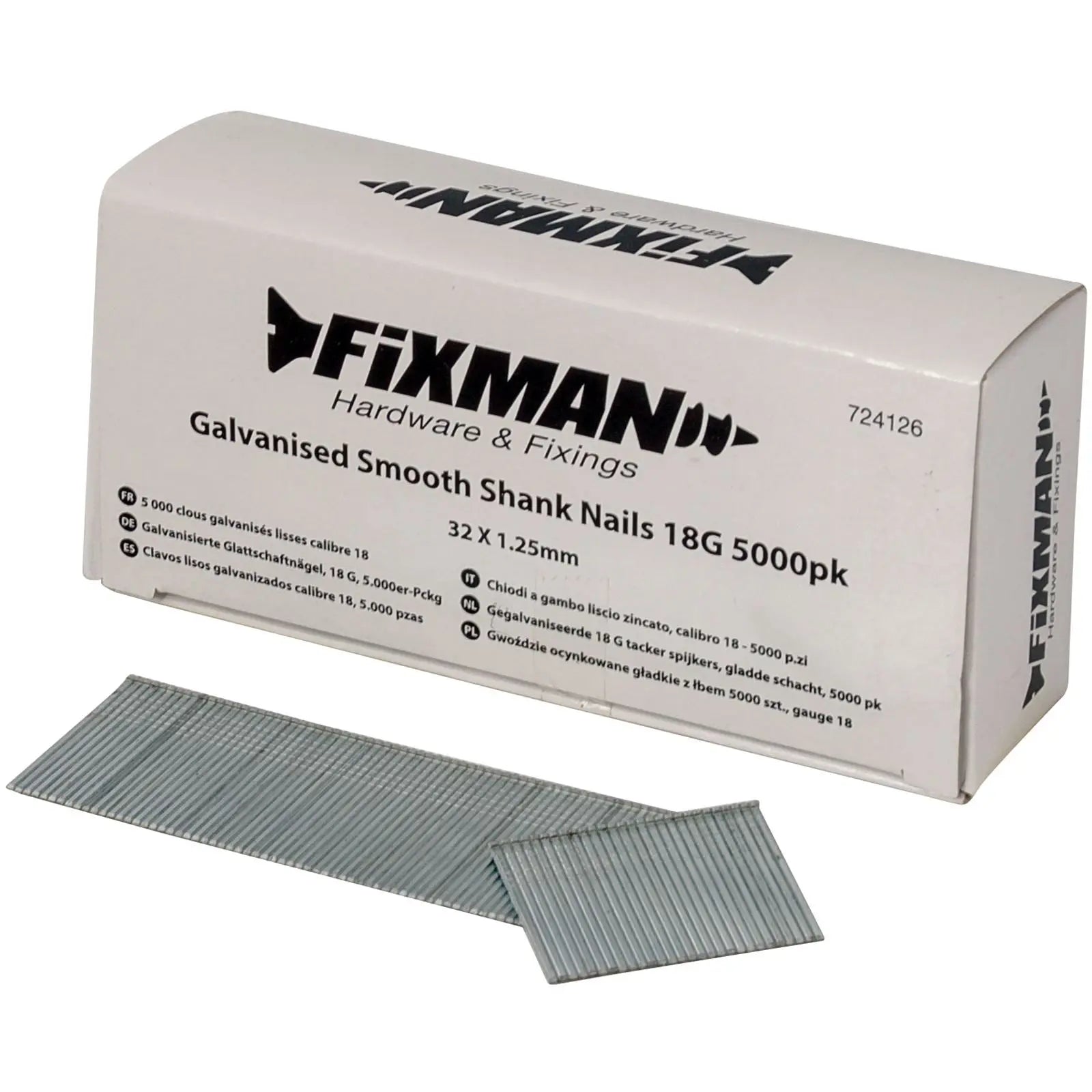 Fixman 5000pc 18 Gauge Galvanised Smooth Shank Brad Nails 10-38mm 