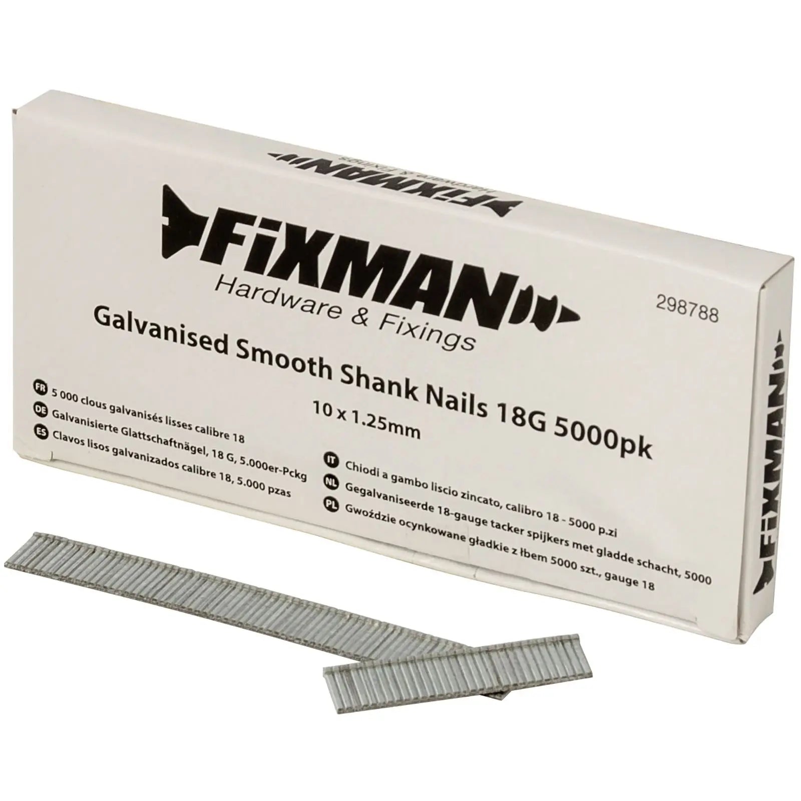 Fixman 5000pc 18 Gauge Galvanised Smooth Shank Brad Nails 10-38mm 