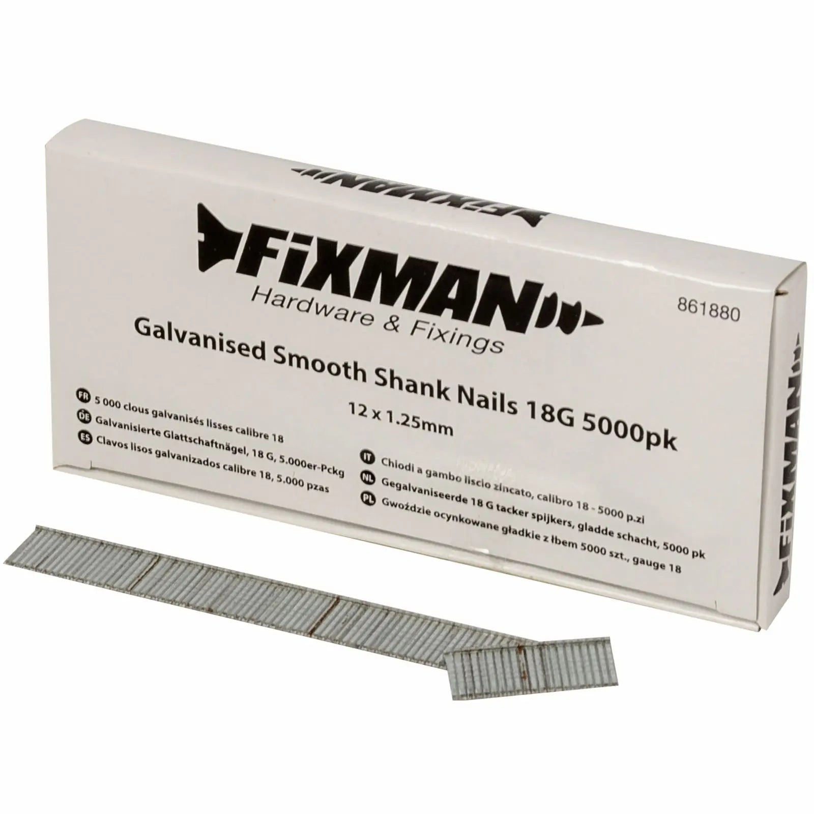 Fixman 5000pc 18 Gauge Galvanised Smooth Shank Brad Nails 10-38mm 