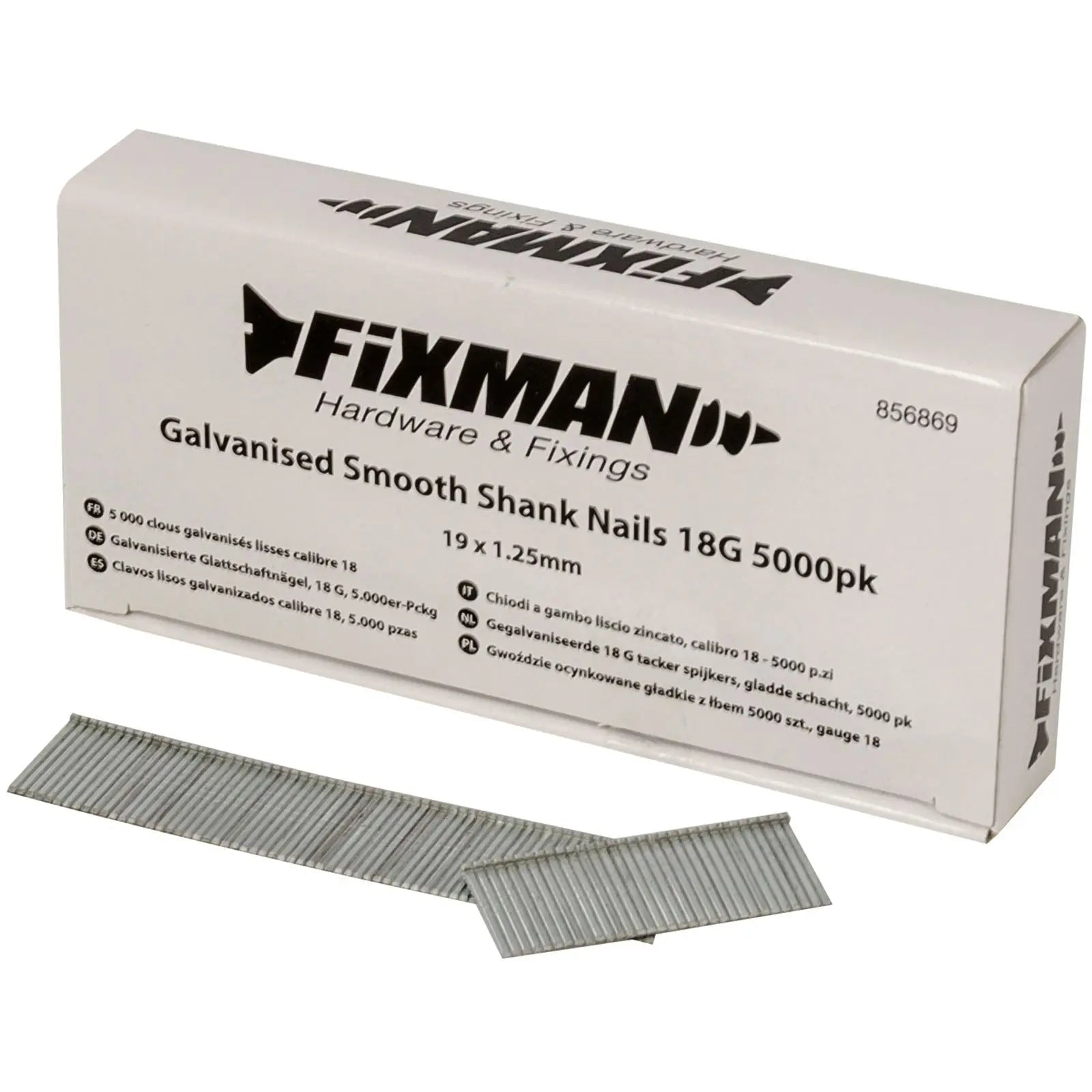 Fixman 5000pc 18 Gauge Galvanised Smooth Shank Brad Nails 10-38mm 