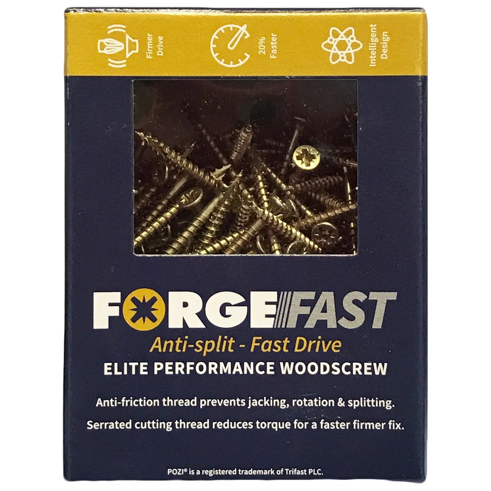 ForgeFix Pozi ForgeFast Elite Fast Start Wood Screws Zinc Yellow 
