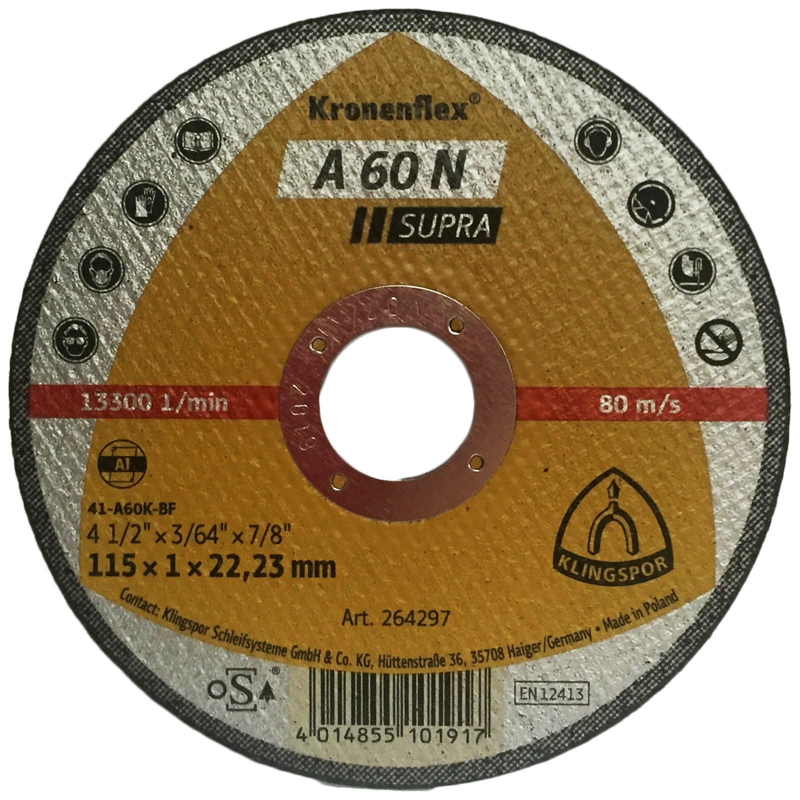 Klingspor A60N Supra 1mm Aluminium Cutting Discs 115mm 125mm Diameter