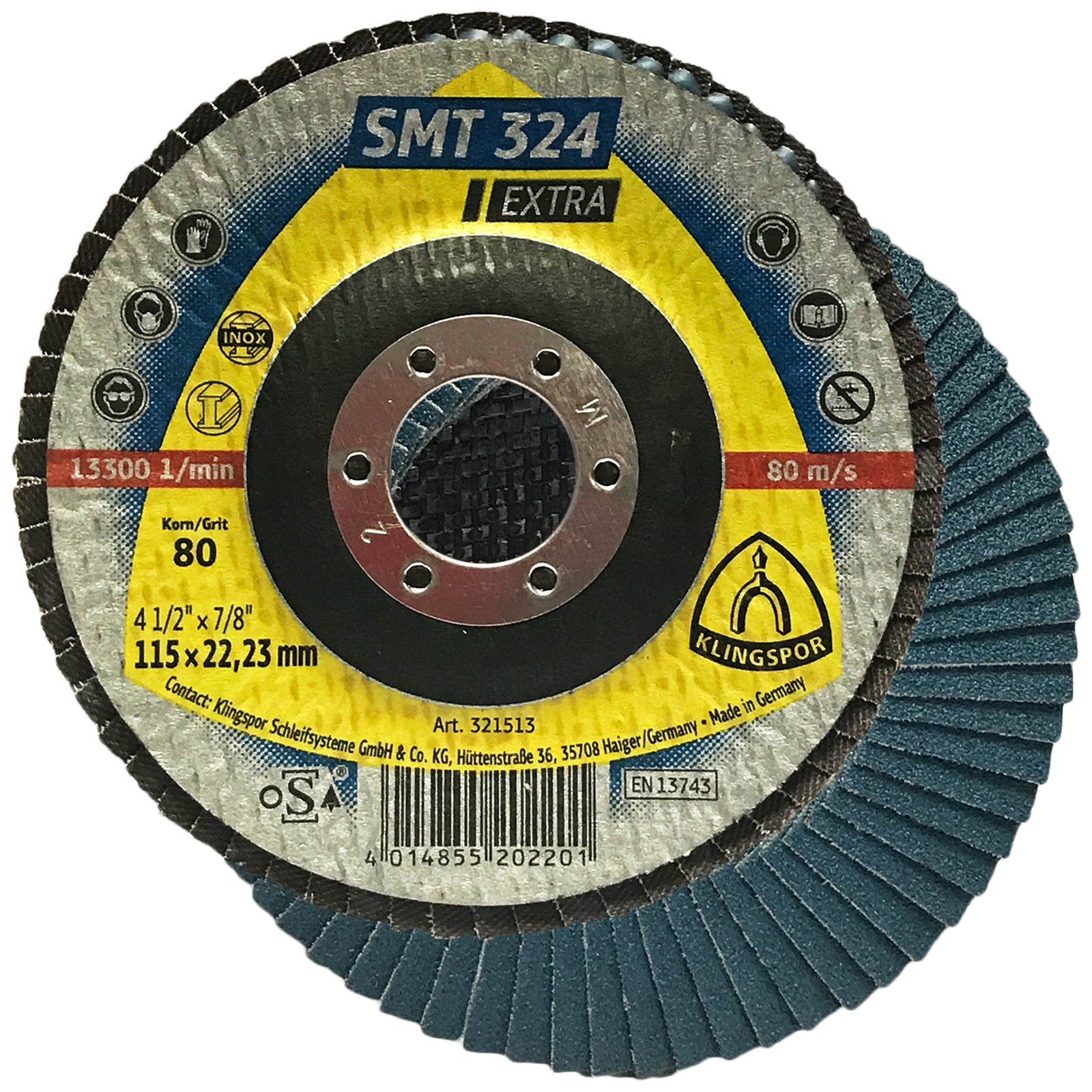 Klingspor SMT324 115mm Zirconia Alumina Flap Sanding Discs 40-80 Grit