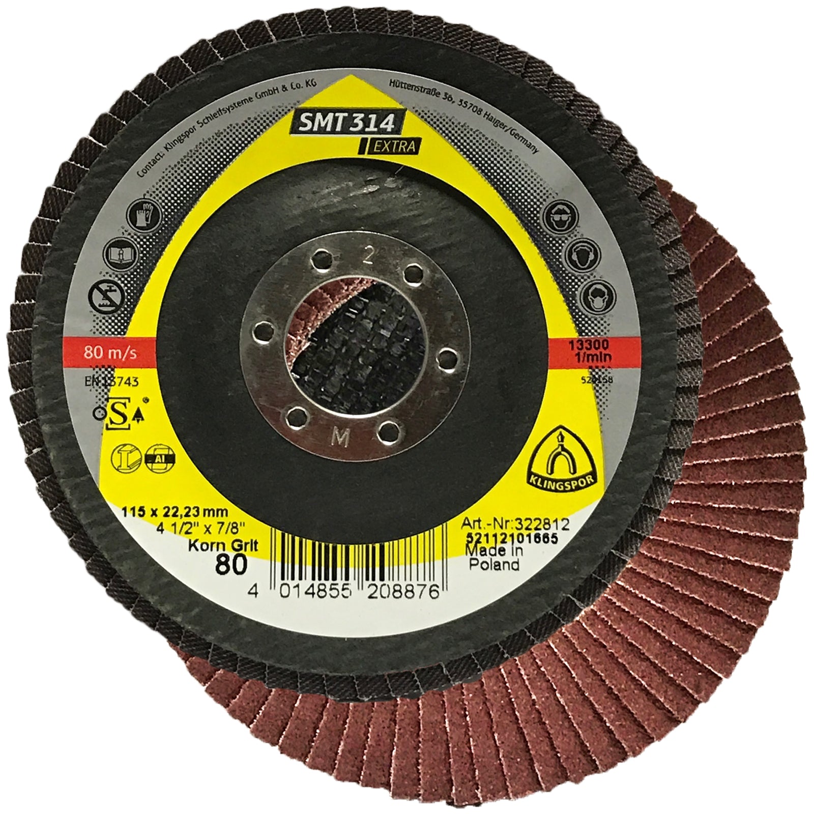 Klingspor SMT314 115mm Aluminium Oxide Flap Sanding Discs 40-120 Grit