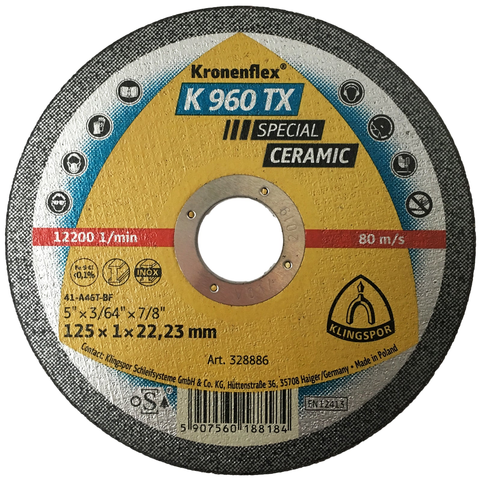 Klingspor K960TX 1mm Ceramic Cutting Discs 115mm 125mm Diameter