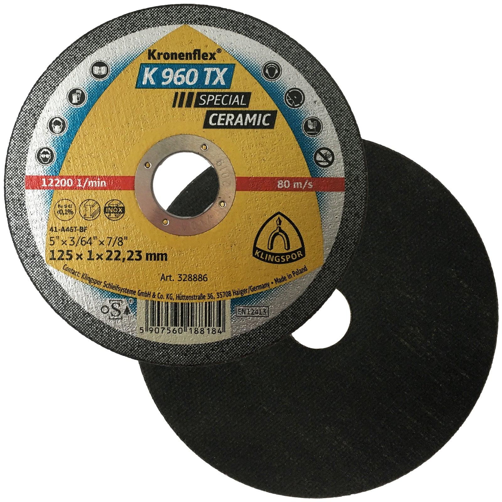 Klingspor K960TX 1mm Ceramic Cutting Discs 115mm 125mm Diameter