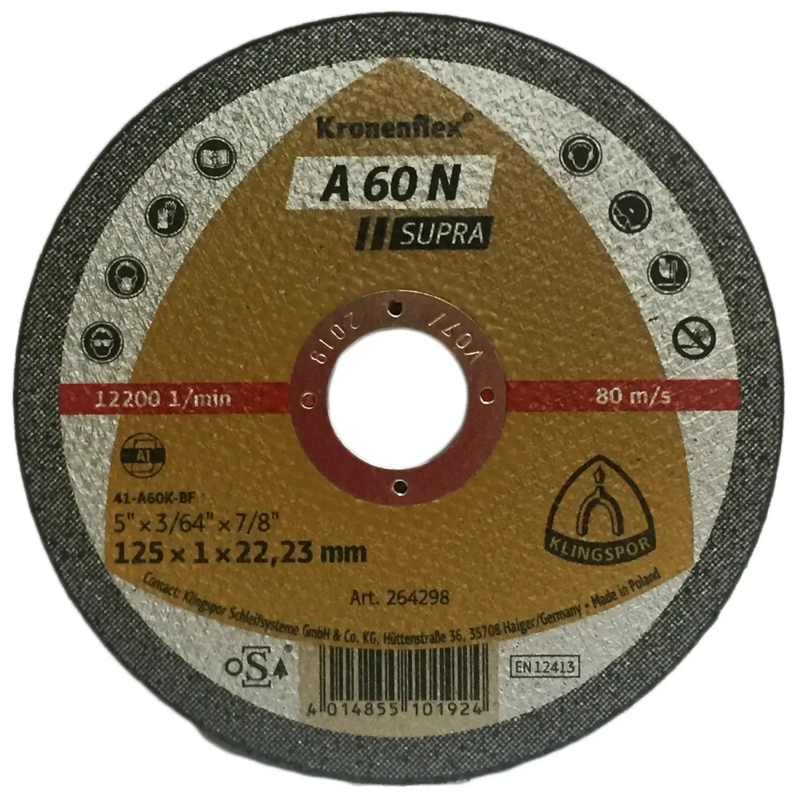 Klingspor A60N Supra 1mm Aluminium Cutting Discs 115mm 125mm Diameter 