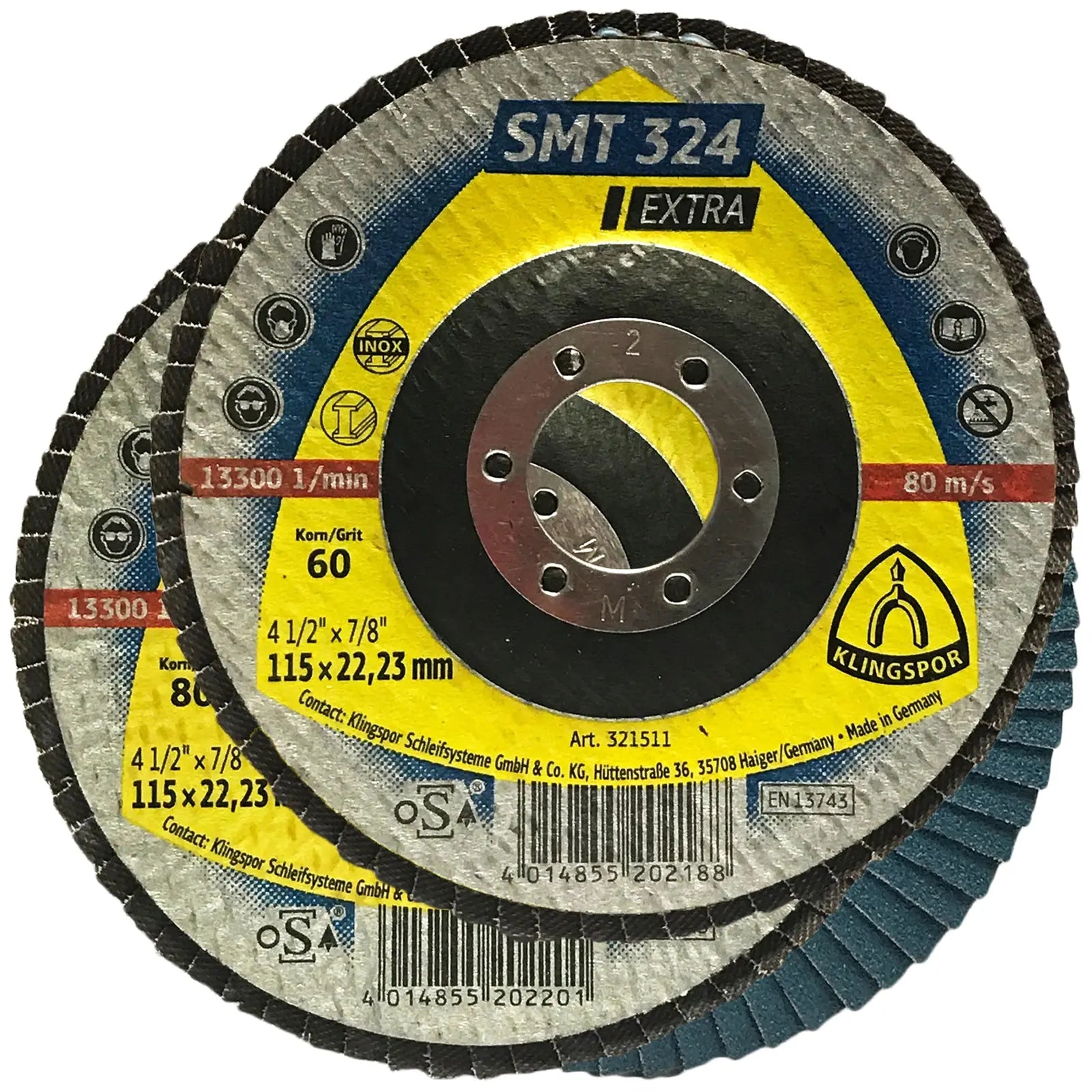 Klingspor SMT324 115mm Zirconia Alumina Flap Sanding Discs 40-80 Grit 