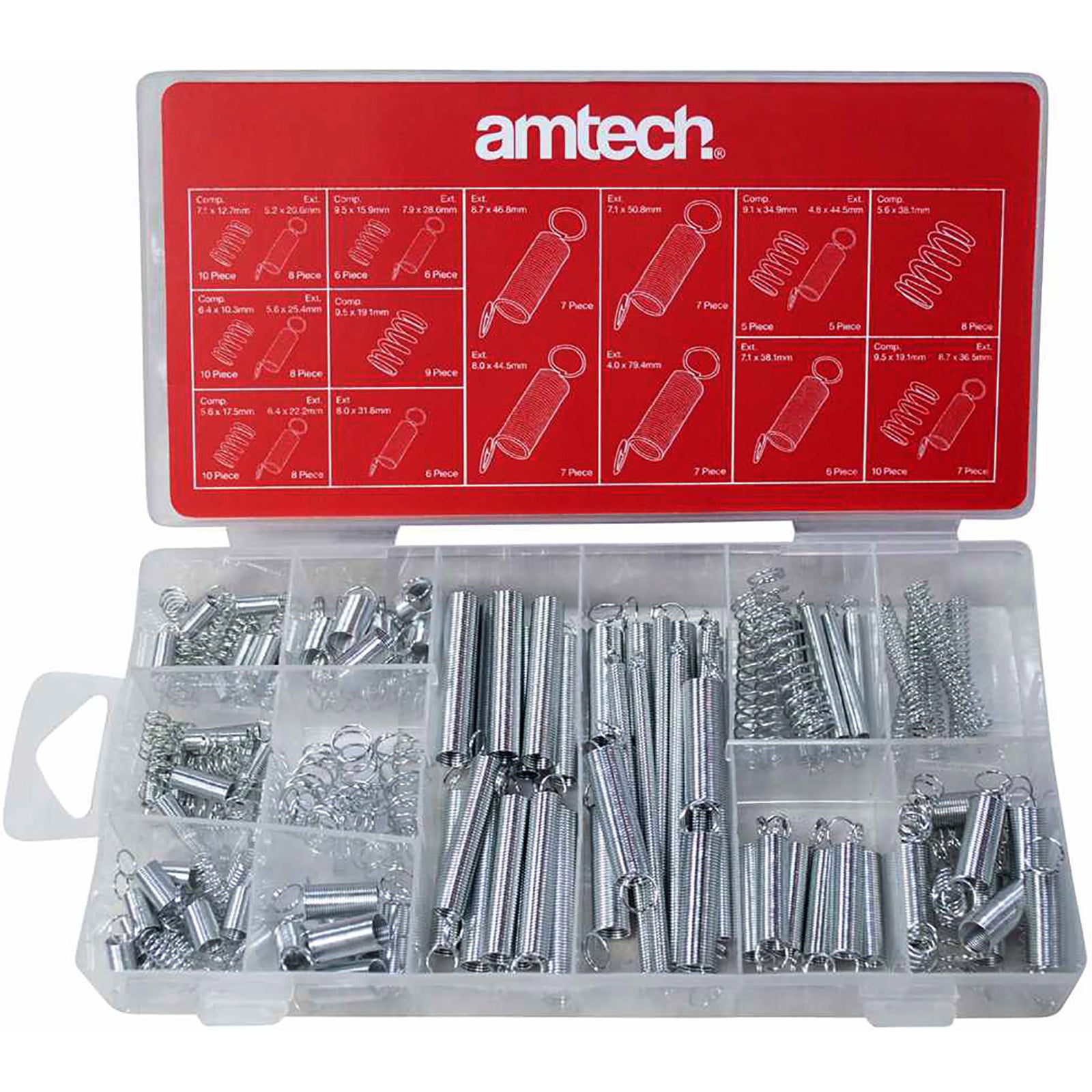 Amtech 150 Piece Spring Set Assortment Extended and Compressed