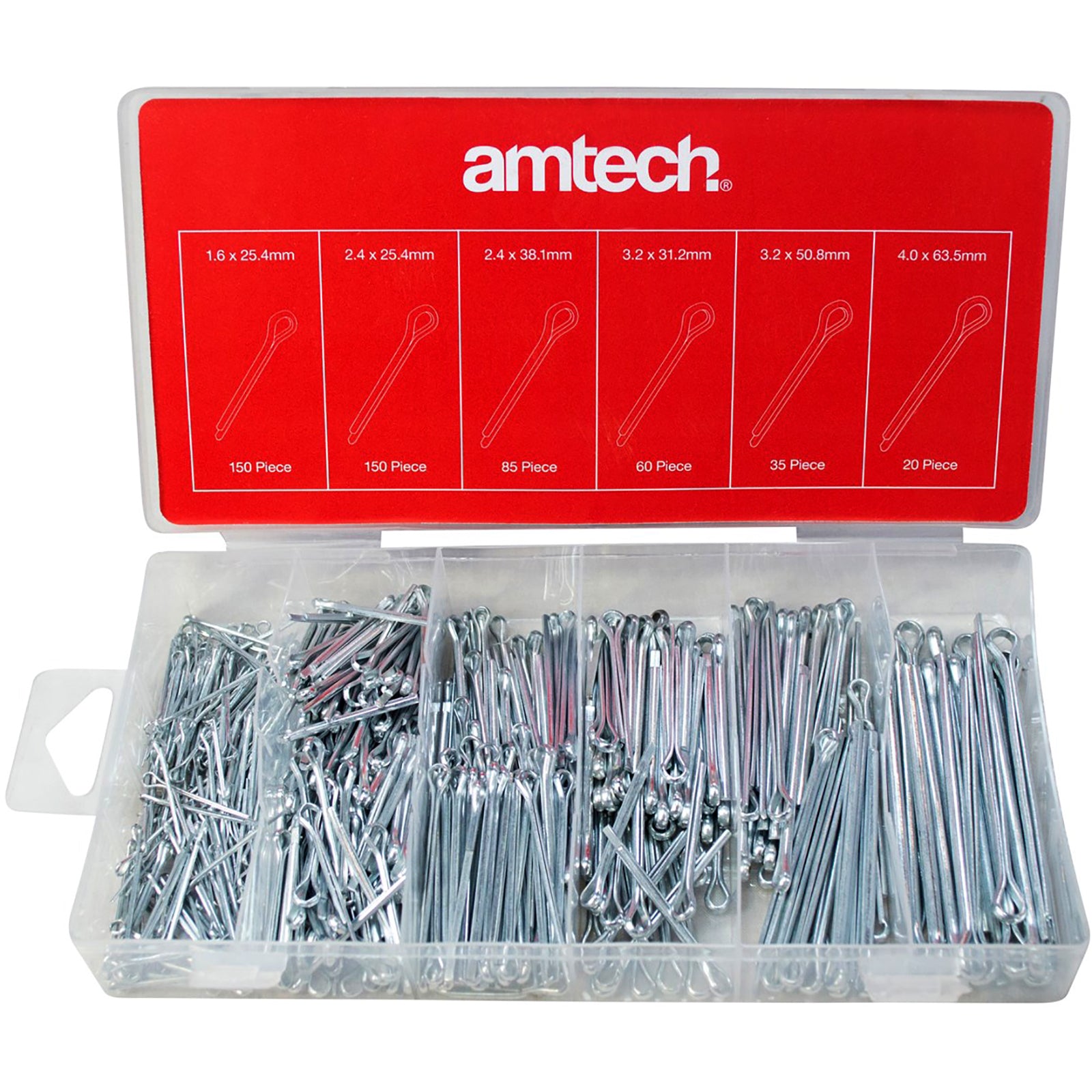 Amtech 500 Piece Cotter Pin Assortment in Storage Case