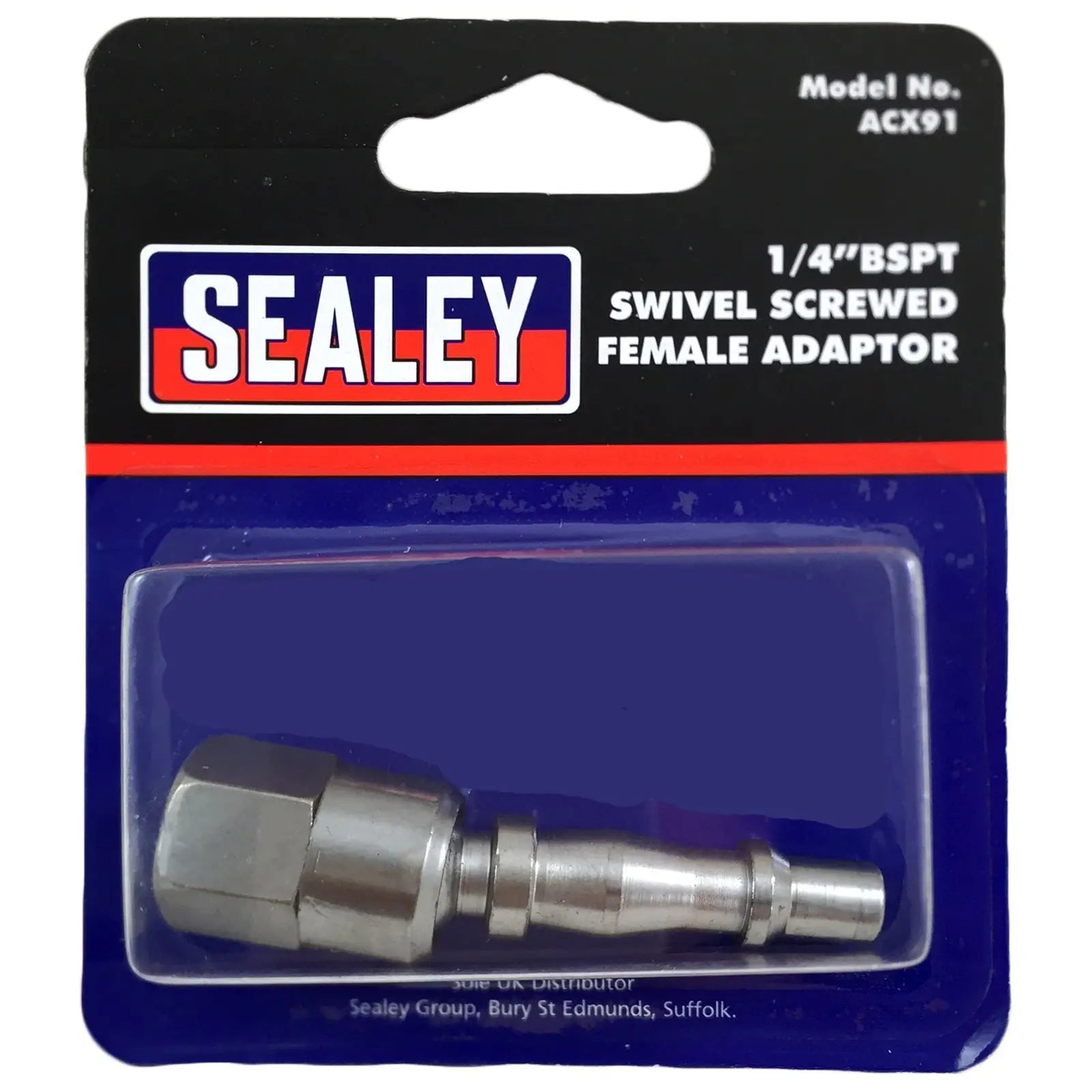 Sealey 1/4" BSP Swivel Screwed Female Bayonet Adaptor Air Tool 100psi 40-50cfm 