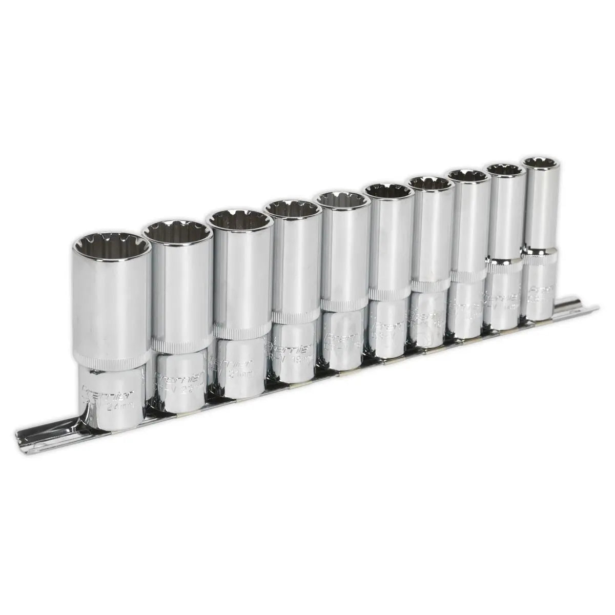 Sealey Premier 10 Piece 1/2" Total Drive Deep Socket Set 13-24mm 
