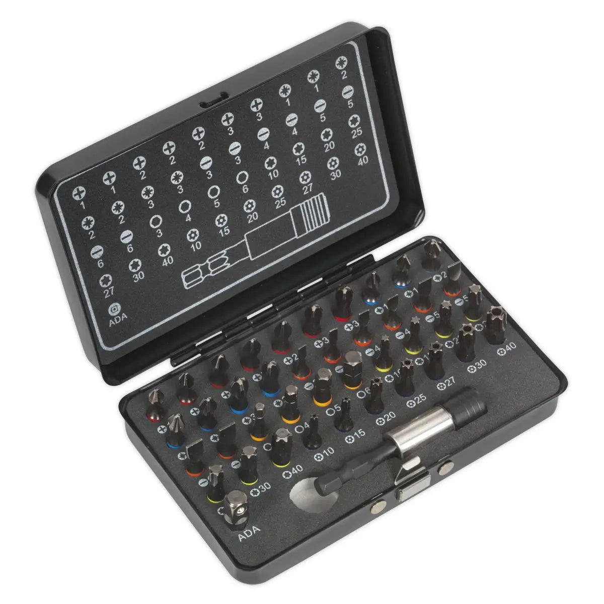 Sealey Premier Black 42 Piece Impact Grade Torsion Bit Set Slotted Phillips Trx Star Hex 