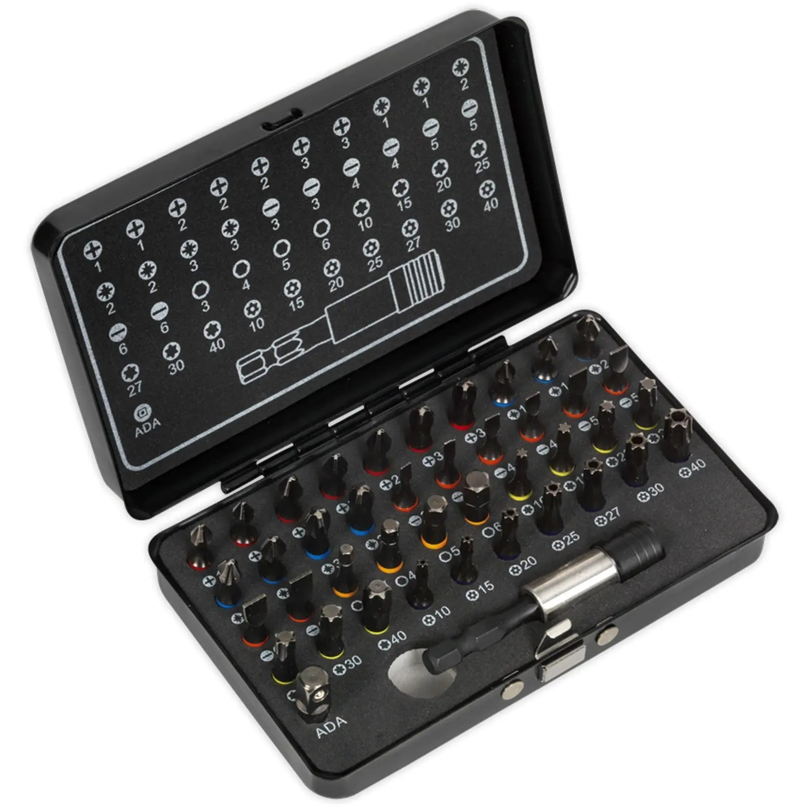 Sealey Premier Black 42 Piece Impact Grade Torsion Bit Set Slotted Phillips Trx Star Hex 