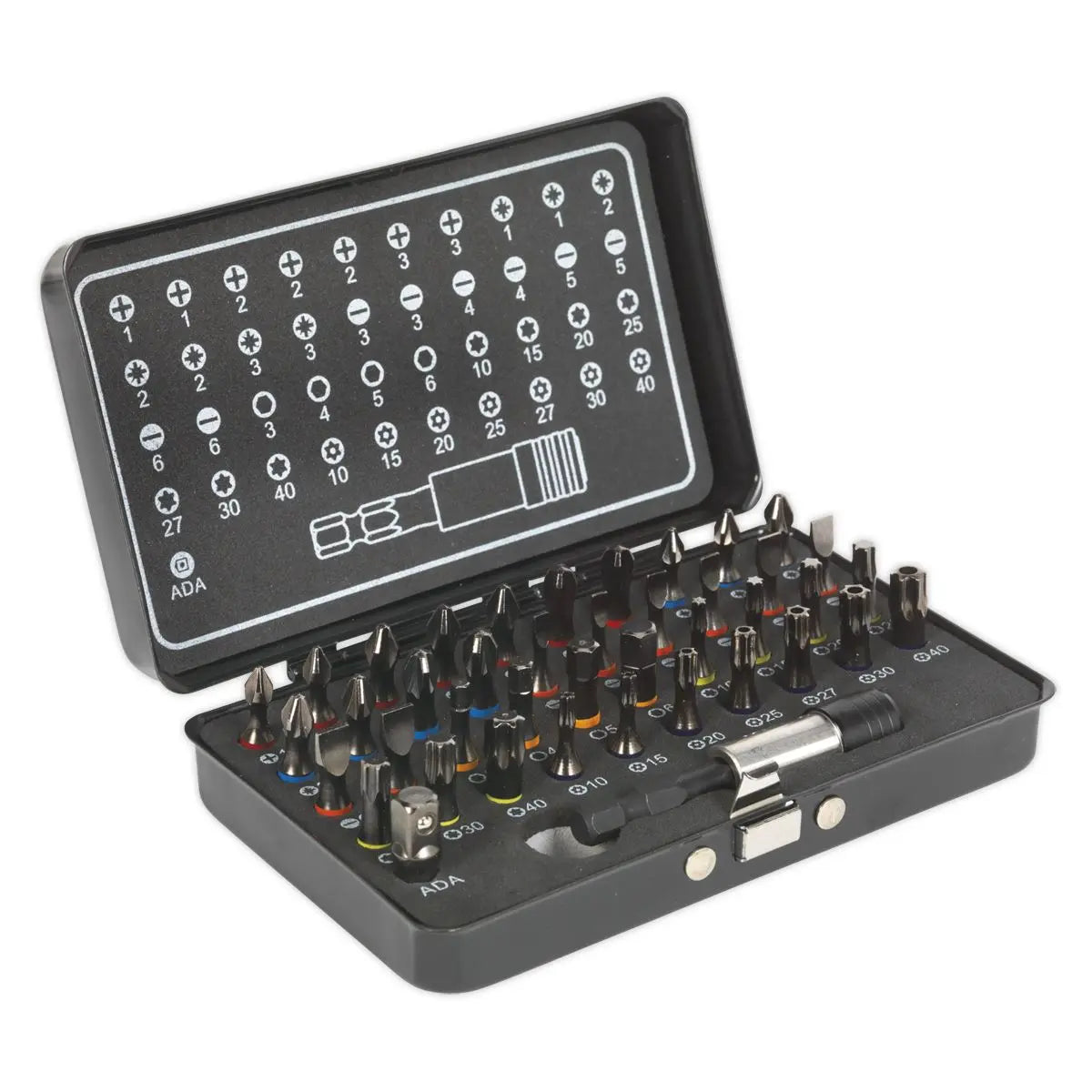 Sealey Premier Black 42 Piece Impact Grade Torsion Bit Set Slotted Phillips Trx Star Hex 