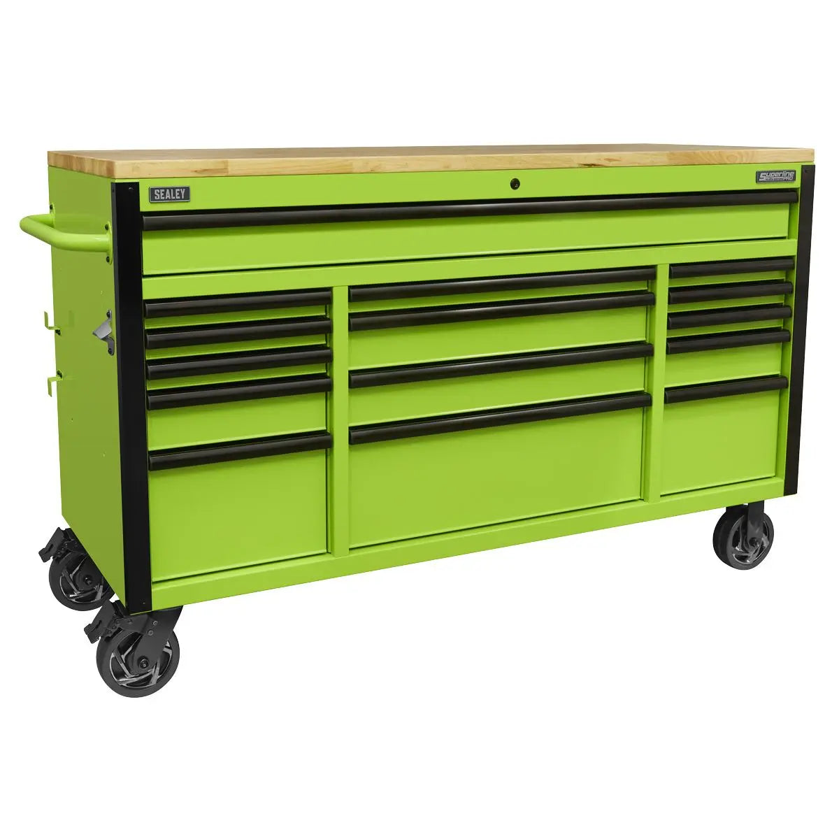 Sealey Superline Pro 15 Drawer Mobile Trolley with Wooden Worktop 1549mm 