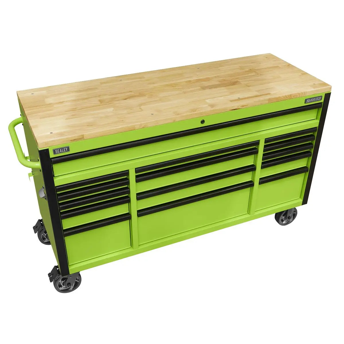 Sealey Superline Pro 15 Drawer Mobile Trolley with Wooden Worktop 1549mm 